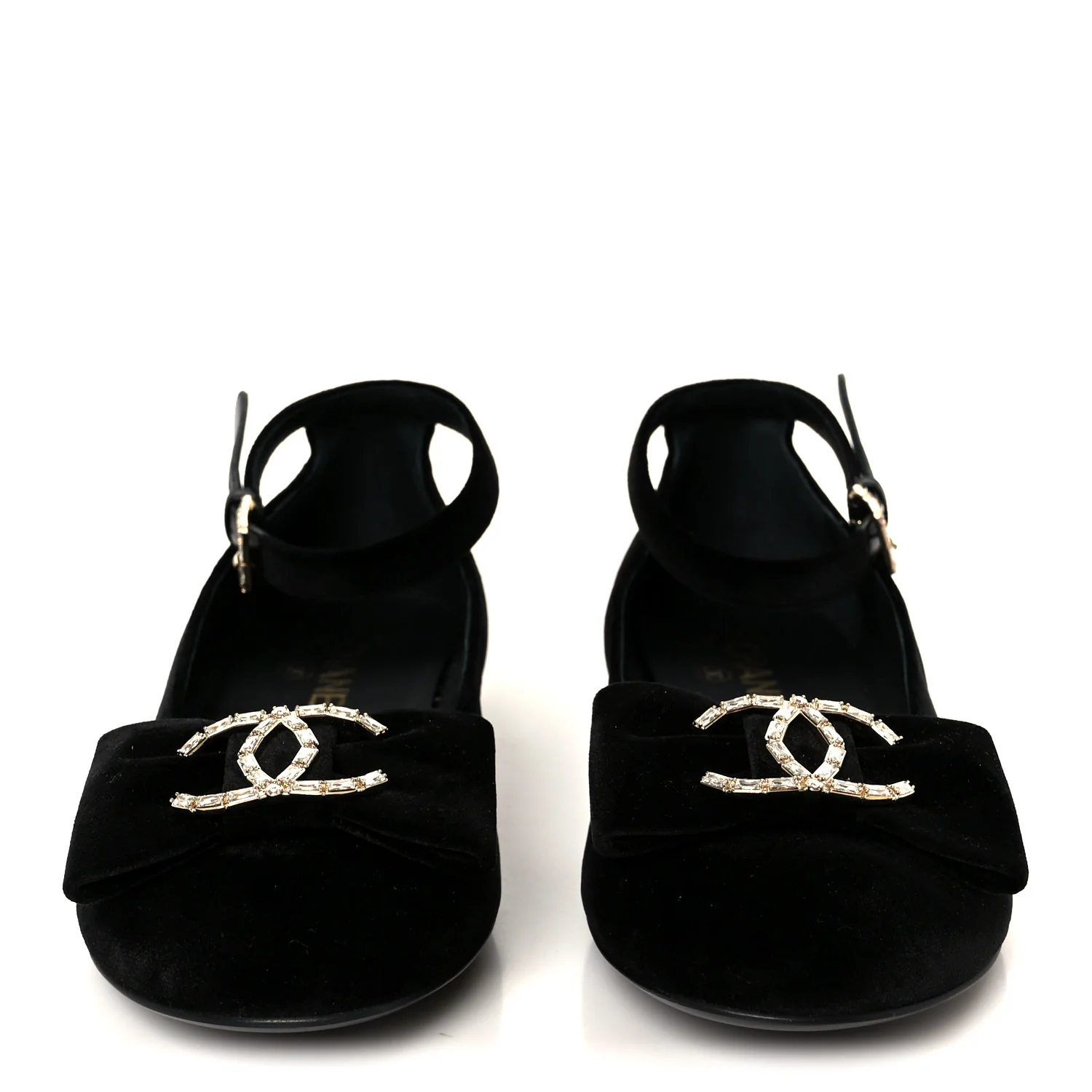 Velvet Strass CC Bow Mary Jane Flats 38.5 Black - Image 3
