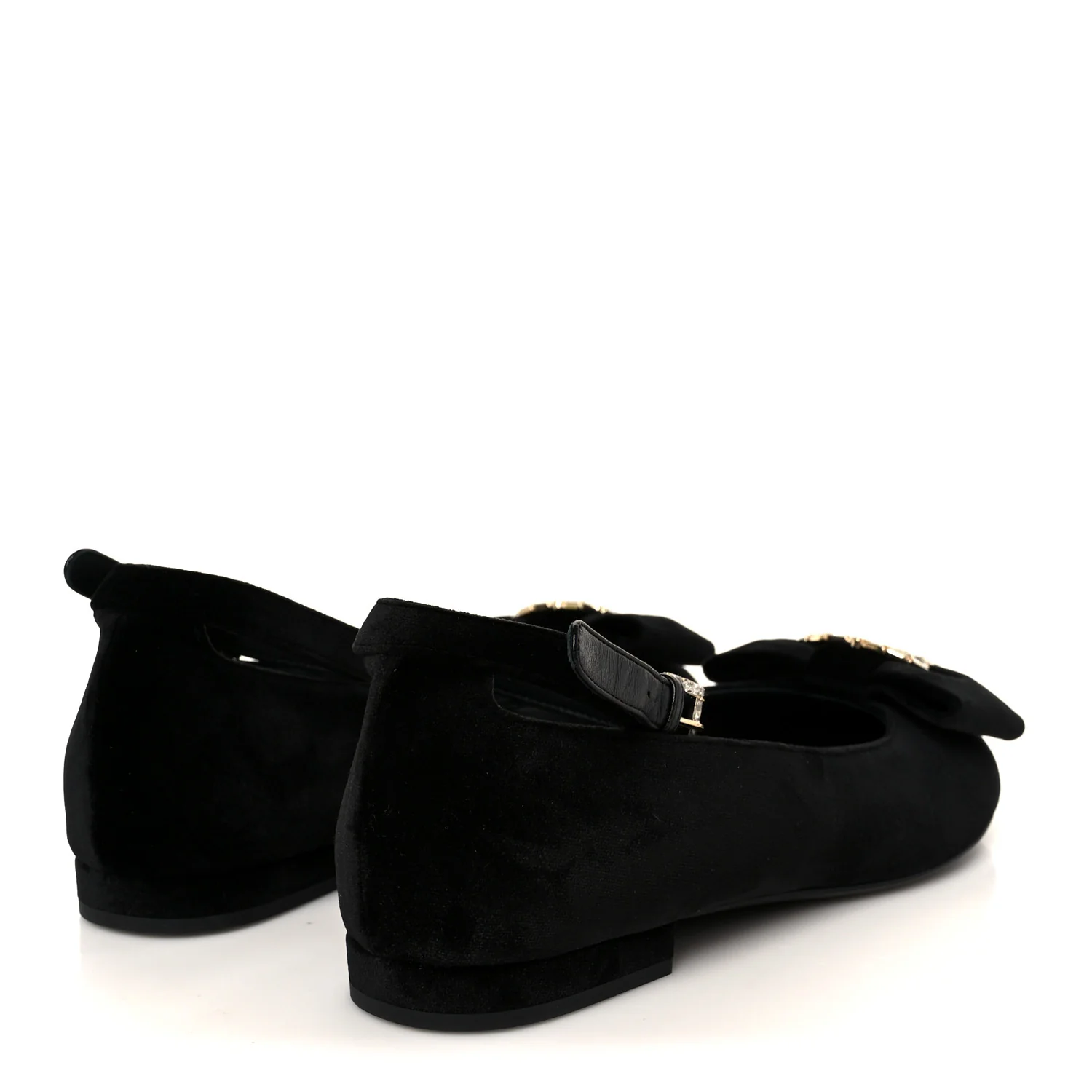 Velvet Strass CC Bow Mary Jane Flats 38.5 Black - Image 5