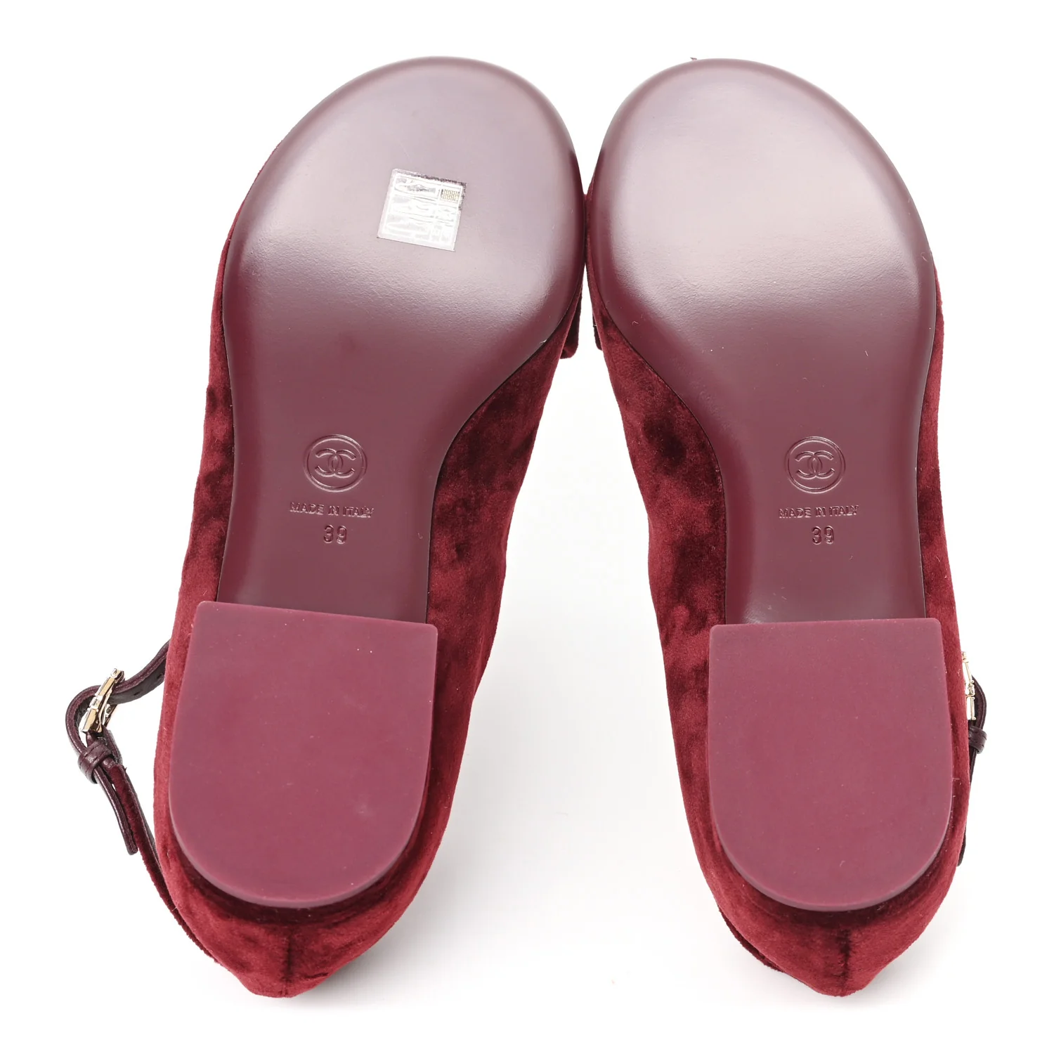 Velvet Strass CC Bow Mary Jane Flats 39 Burgundy - Image 6