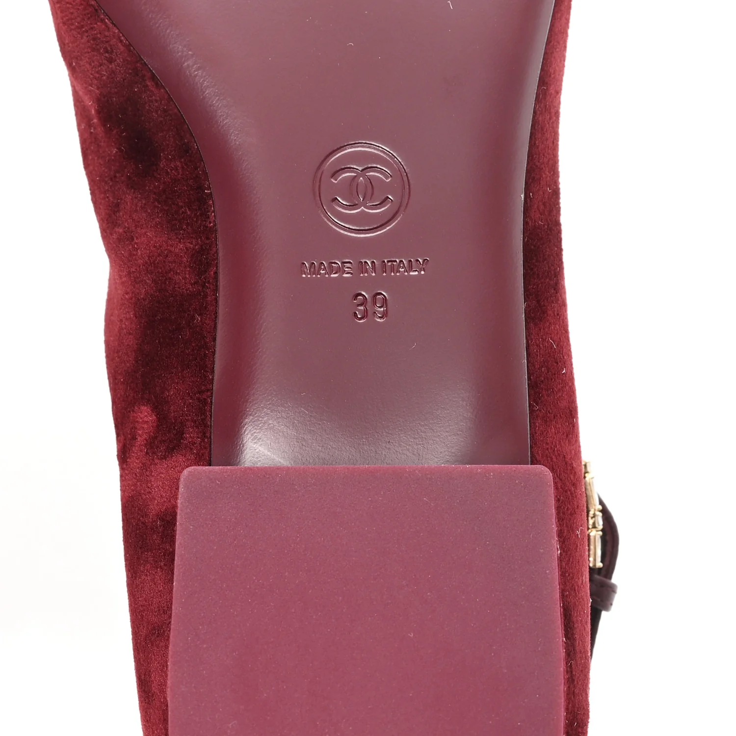 Velvet Strass CC Bow Mary Jane Flats 39 Burgundy - Image 7