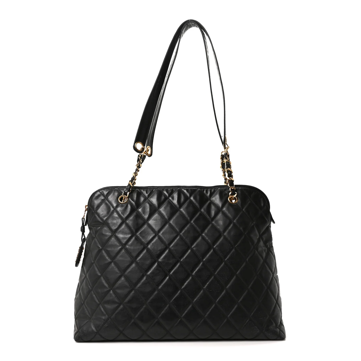 Vinyl Quilted Shoulder Bag Black