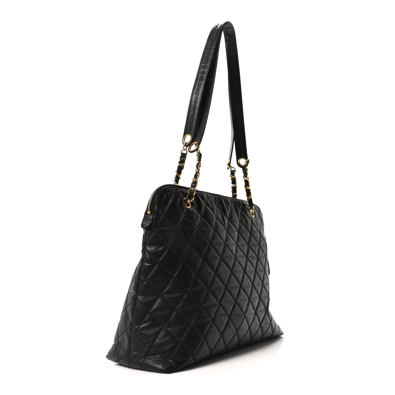 Vinyl Quilted Shoulder Bag Black - Image 3