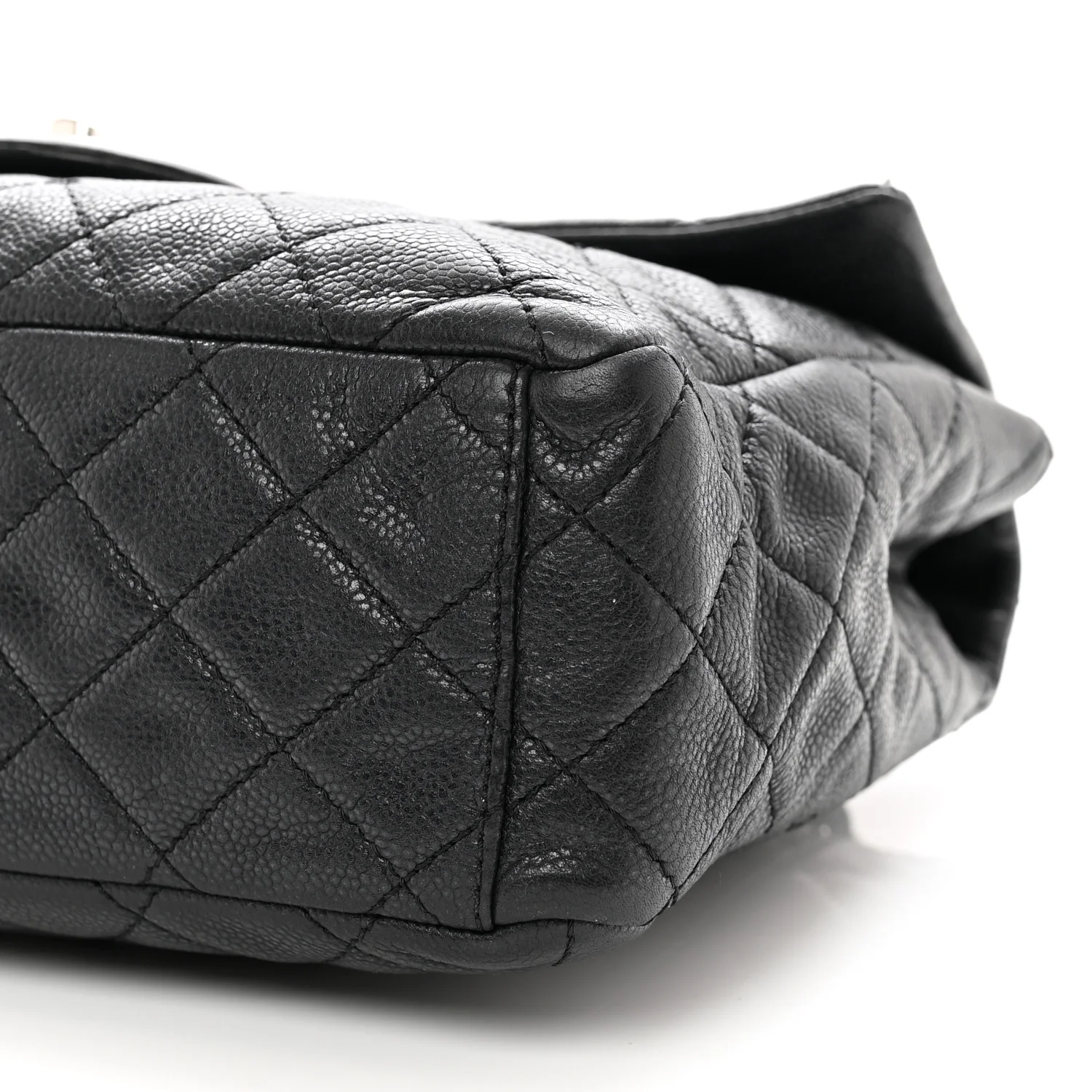 Washed Caviar Quilted Maxi Single Flap Black - Image 10