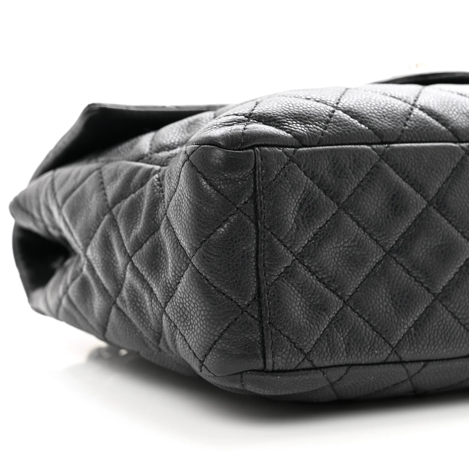 Washed Caviar Quilted Maxi Single Flap Black - Image 9