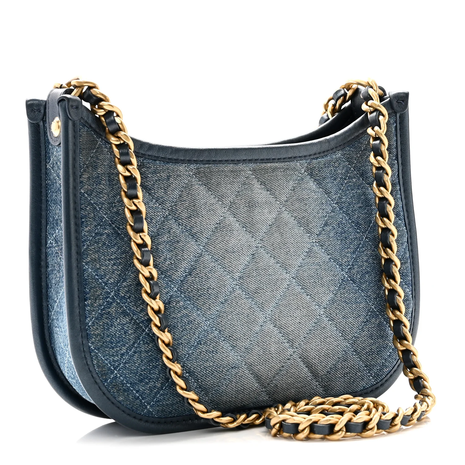 Washed Denim Quilted Hobo Blue - Image 3
