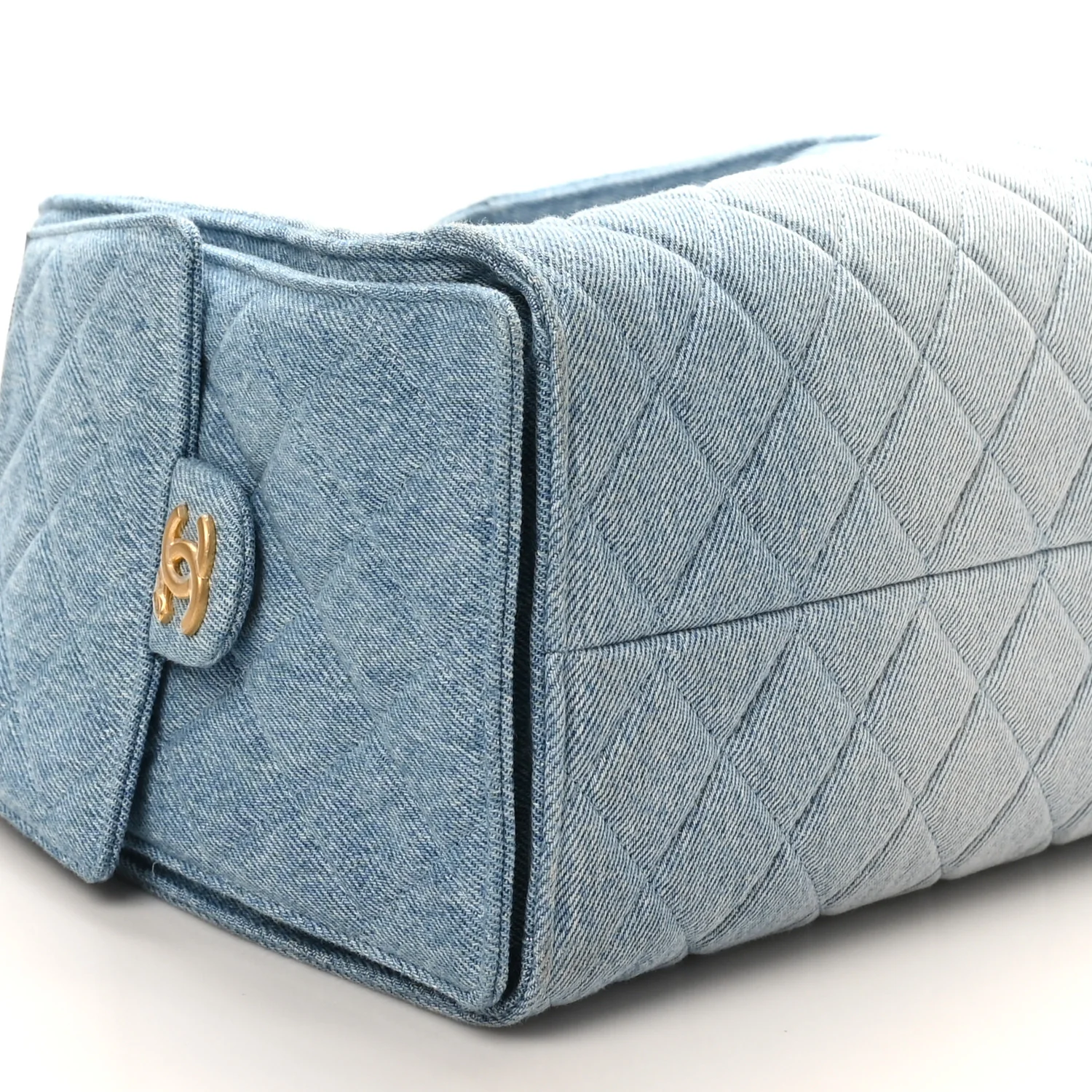 Washed Denim Quilted Medium Chanel 25 Handbag Blue - Image 10