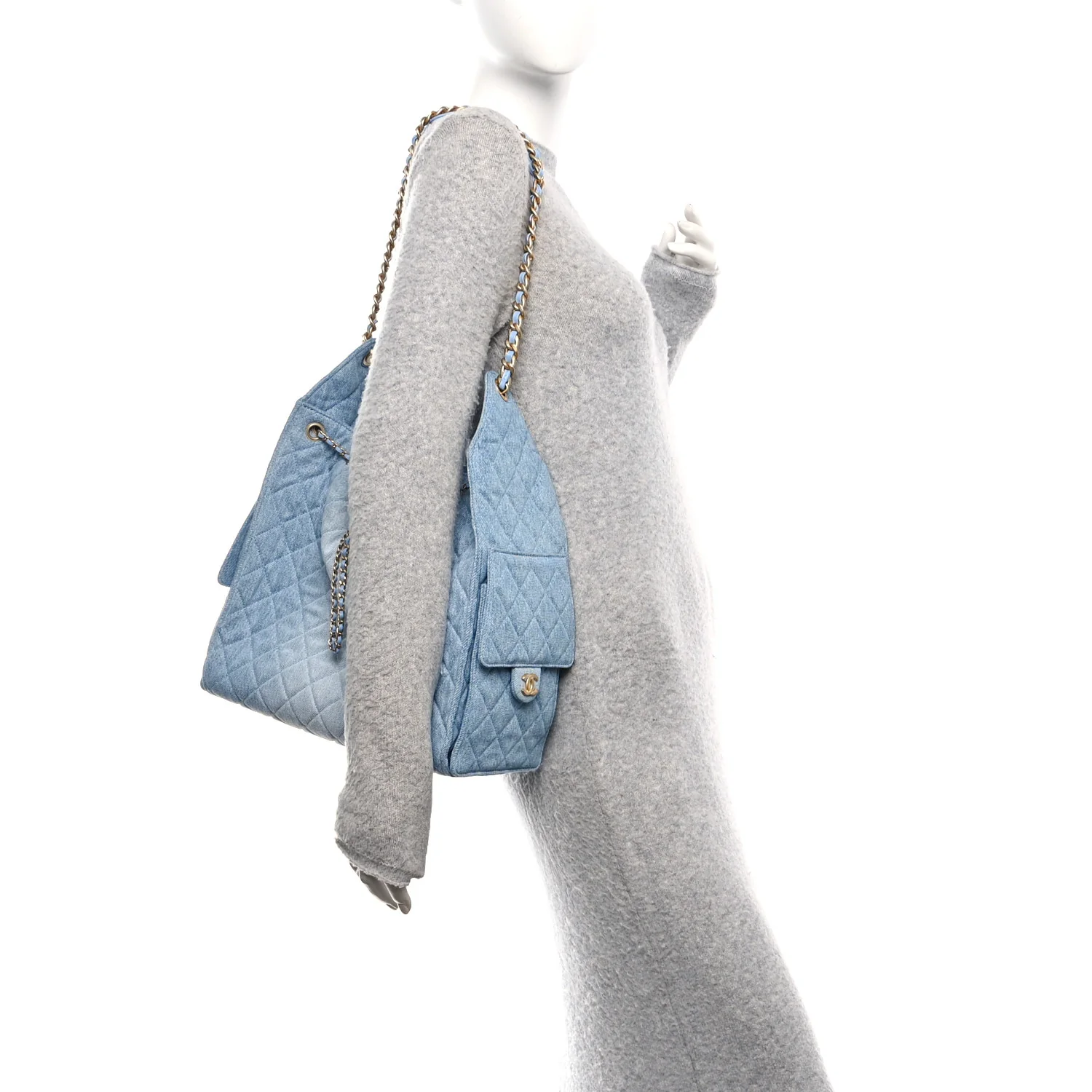 Washed Denim Quilted Medium Chanel 25 Handbag Blue - Image 2