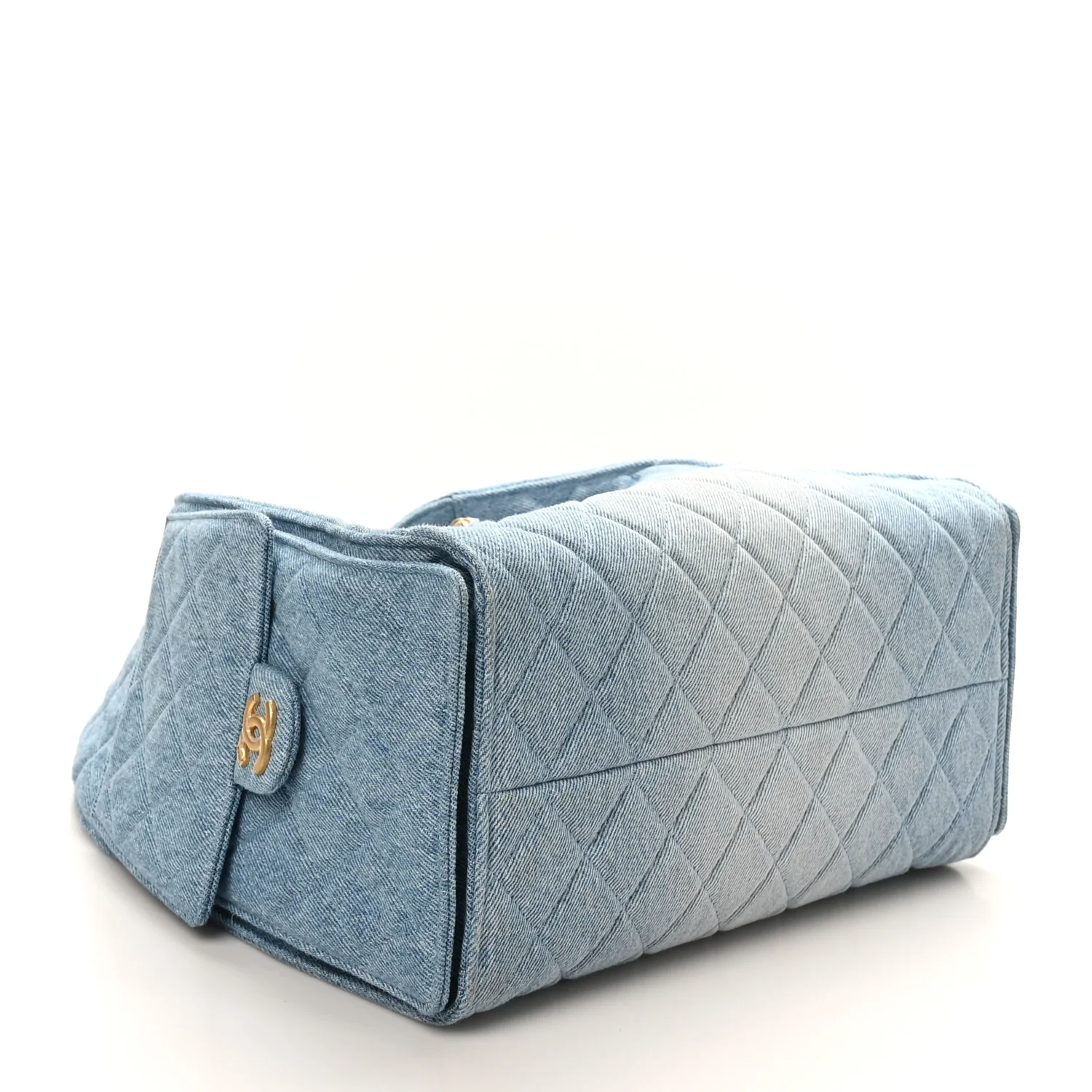 Washed Denim Quilted Medium Chanel 25 Handbag Blue - Image 5