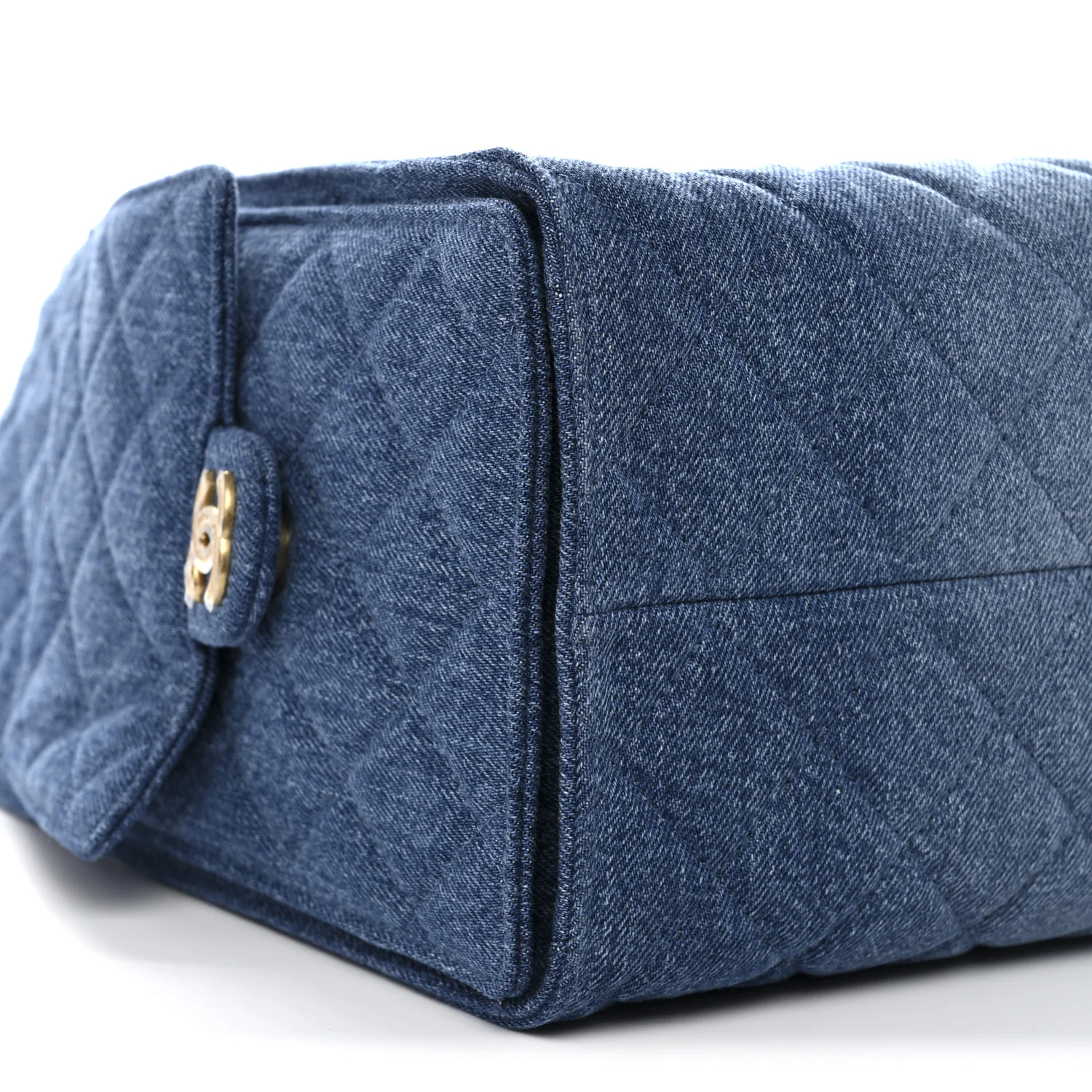 Washed Denim Quilted Medium Chanel 25 Handbag Blue - Image 10