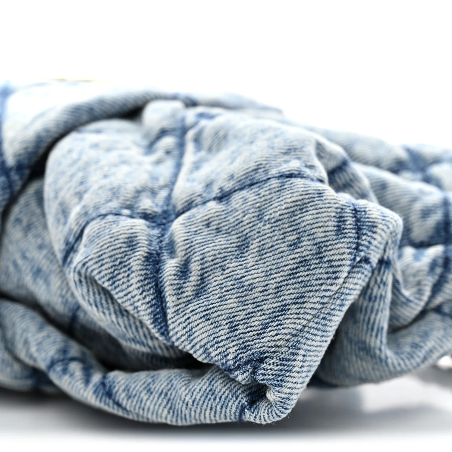 Washed Denim Quilted Mini Bow Bag Blue - Image 10