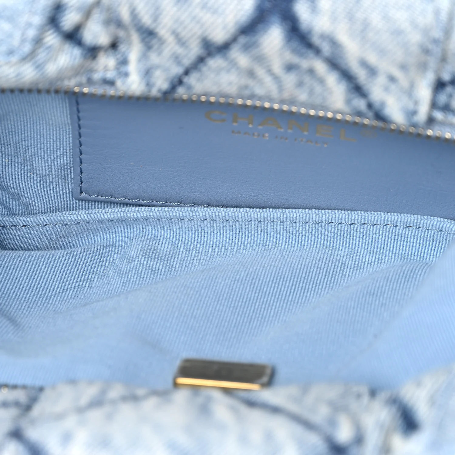 Washed Denim Quilted Mini Bow Bag Blue - Image 5