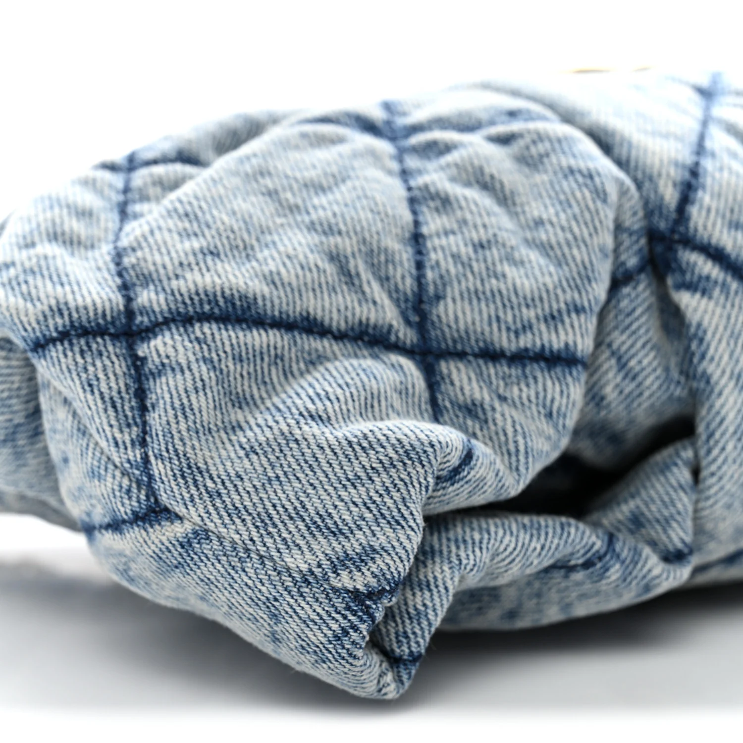 Washed Denim Quilted Mini Bow Bag Blue - Image 9