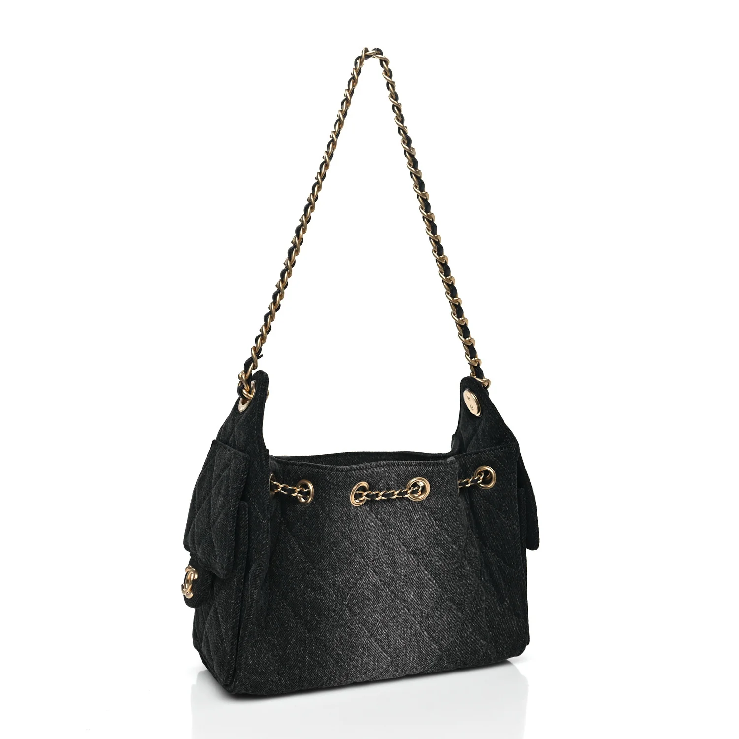 Washed Denim Quilted Mini Chanel 25 Handbag Black - Image 2