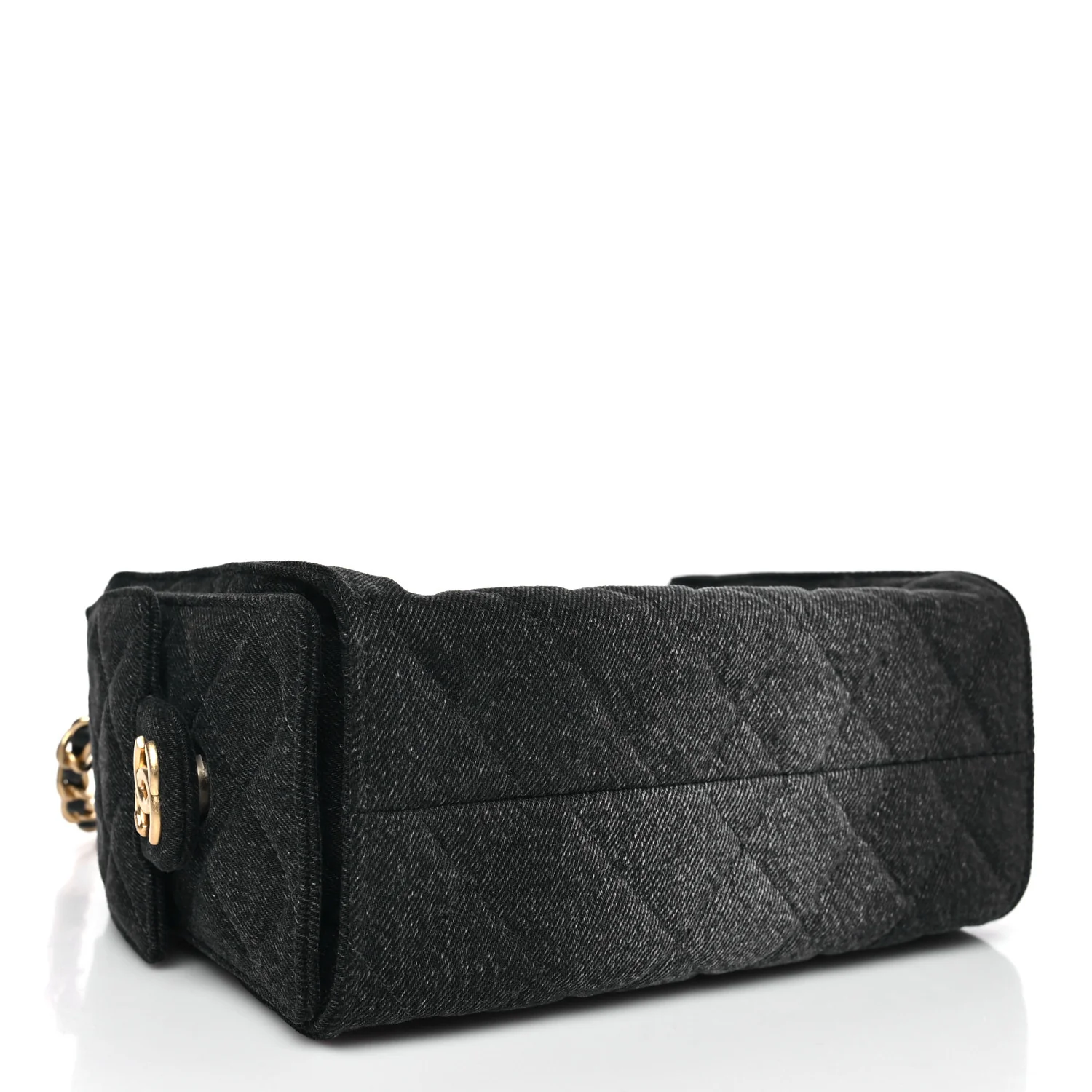 Washed Denim Quilted Mini Chanel 25 Handbag Black - Image 4
