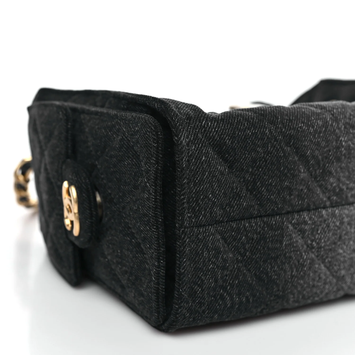 Washed Denim Quilted Mini Chanel 25 Handbag Black - Image 9