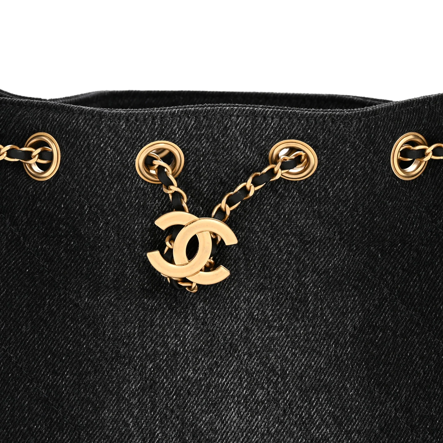 Washed Denim Quilted Mini Chanel 25 Handbag Black - Image 8