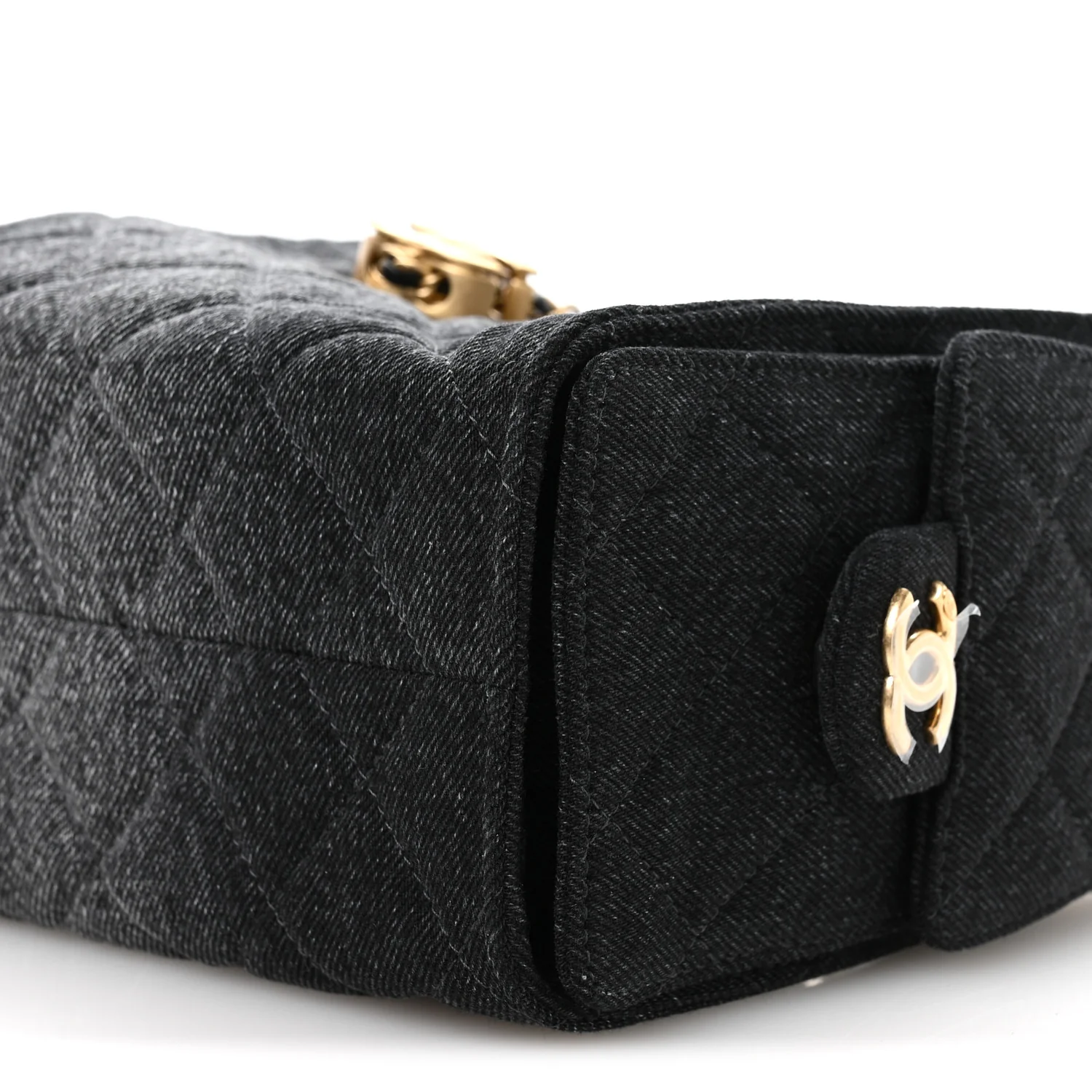 Washed Denim Quilted Mini Chanel 25 Handbag Black - Image 10