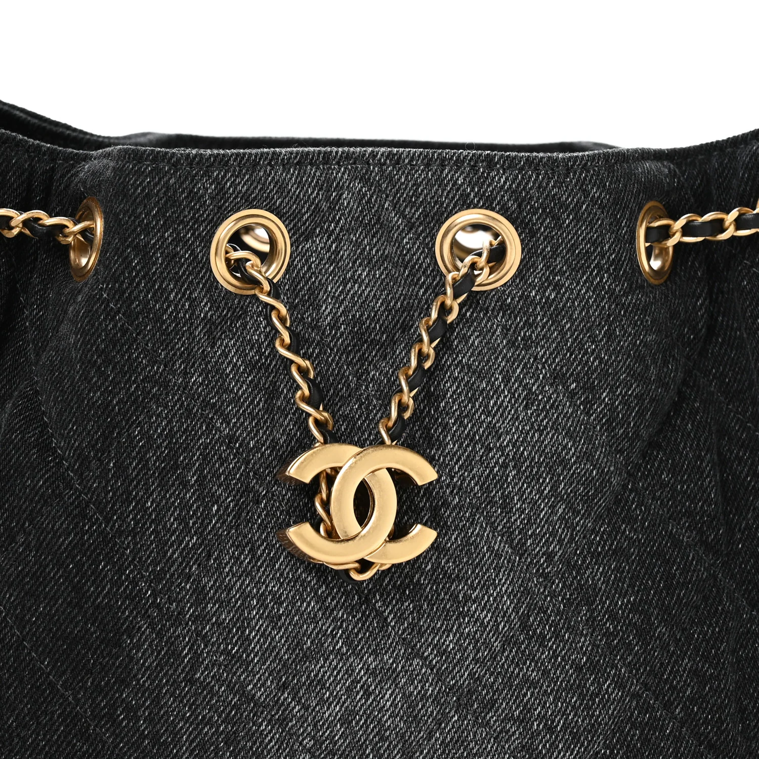 Washed Denim Quilted Mini Chanel 25 Handbag Black - Image 8