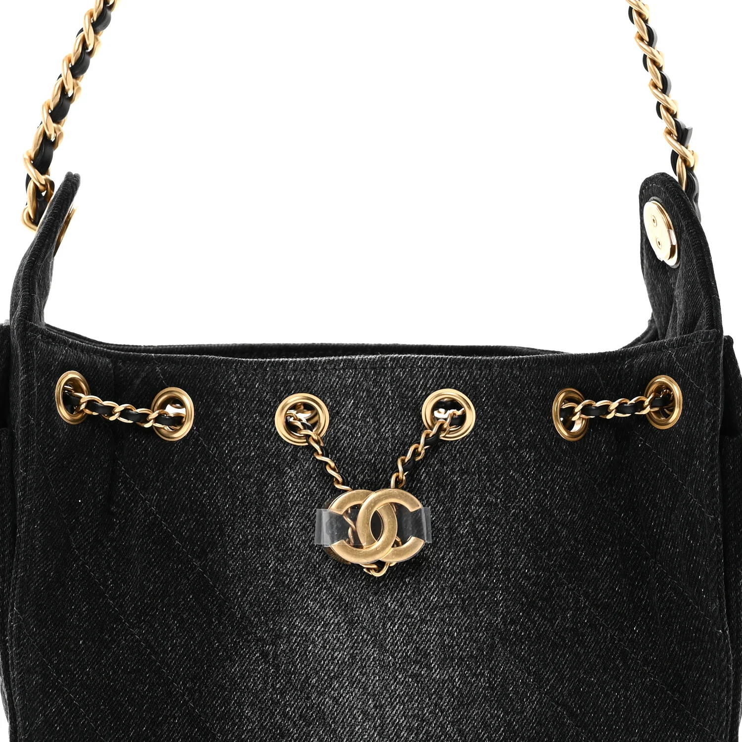 Washed Denim Quilted Mini Chanel 25 Handbag Black - Image 8
