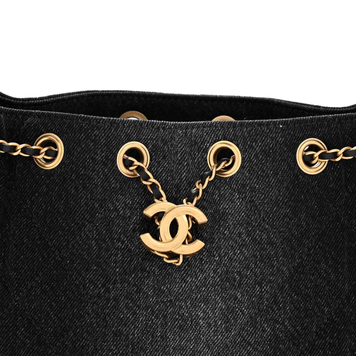 Washed Denim Quilted Mini Chanel 25 Handbag Black - Image 7