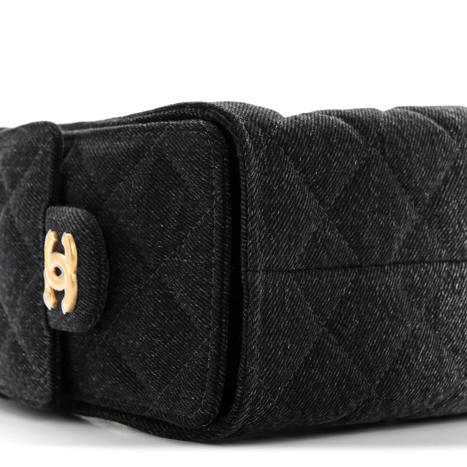 Washed Denim Quilted Mini Chanel 25 Handbag Black - Image 8