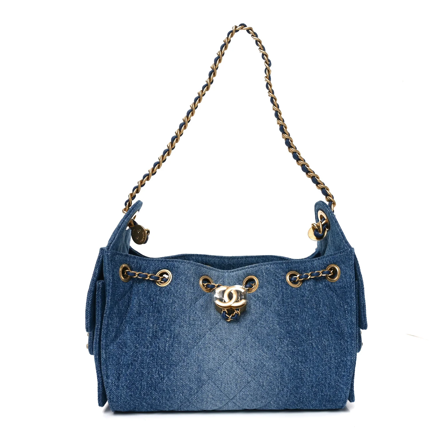 Washed Denim Quilted Mini Chanel 25 Handbag Blue