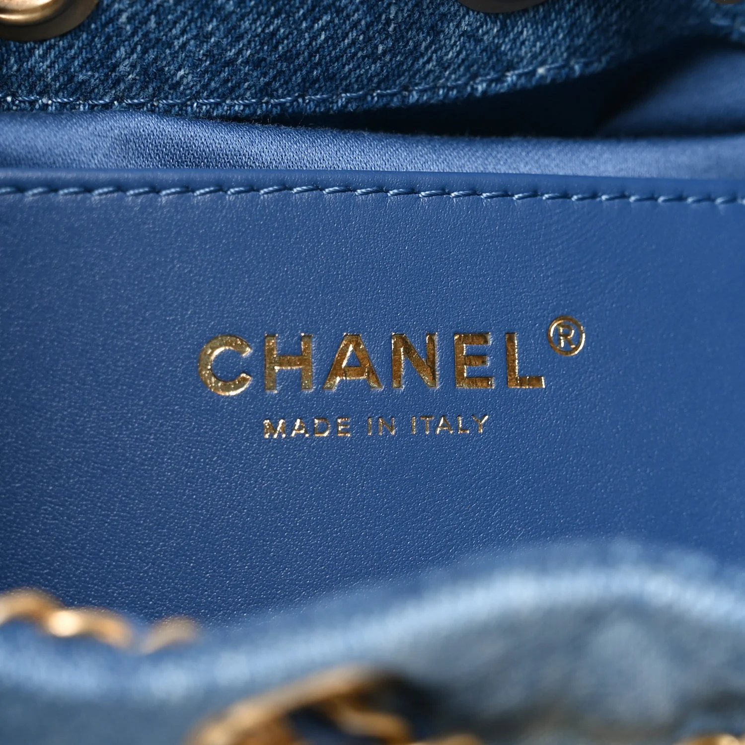 Washed Denim Quilted Mini Chanel 25 Handbag Blue - Image 6