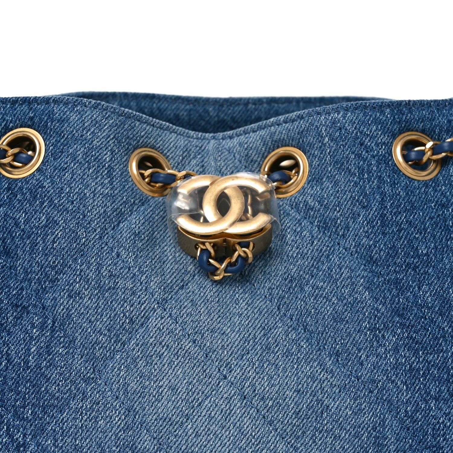 Washed Denim Quilted Mini Chanel 25 Handbag Blue - Image 8