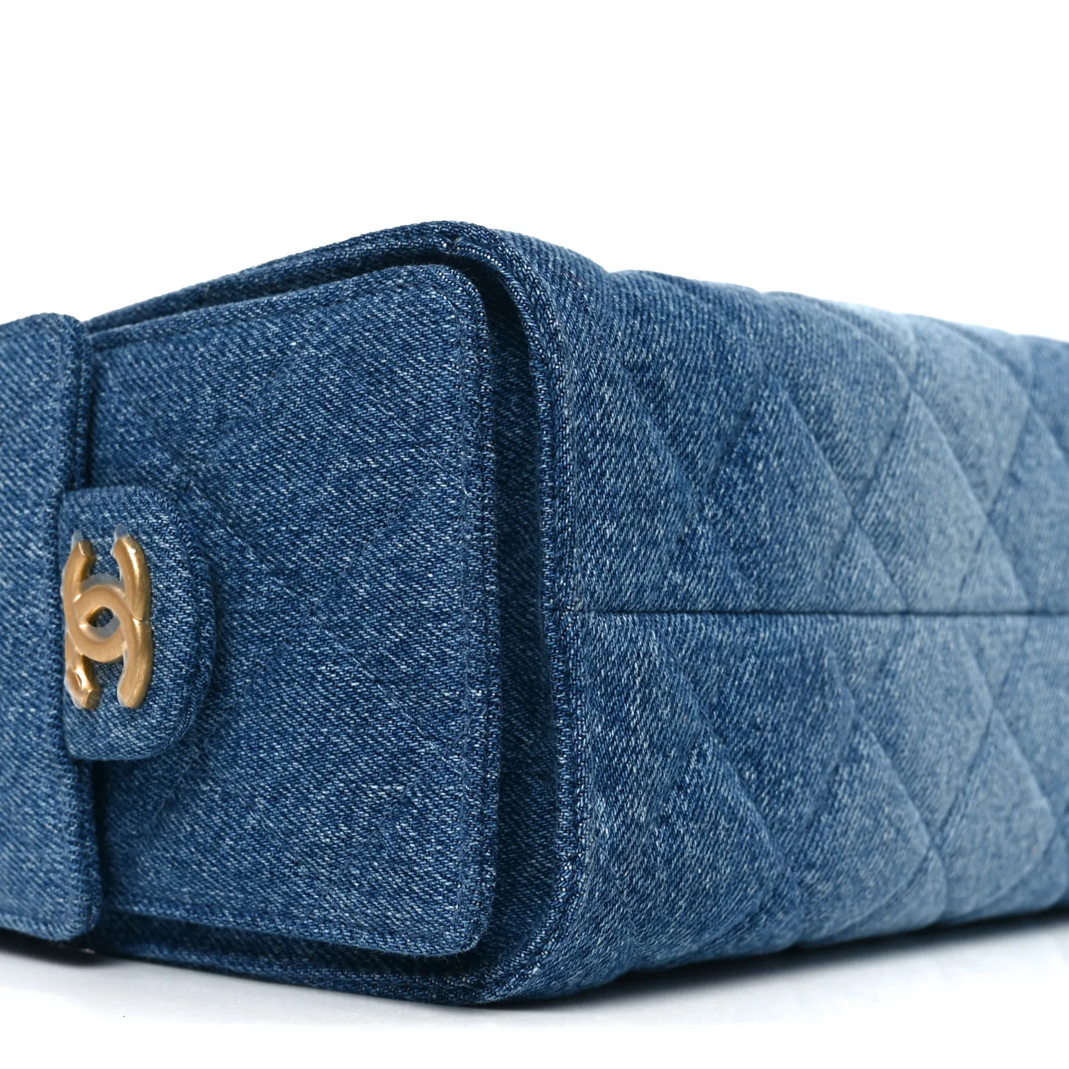 Washed Denim Quilted Mini Chanel 25 Handbag Blue - Image 9