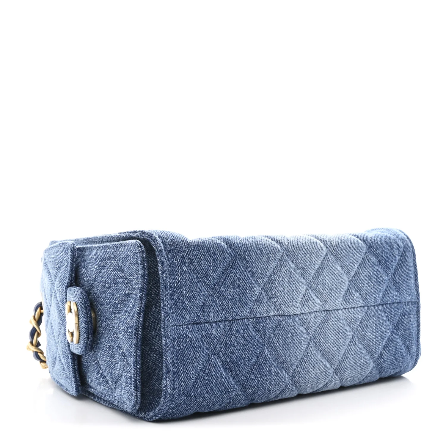 Washed Denim Quilted Mini Chanel 25 Handbag Blue - Image 4