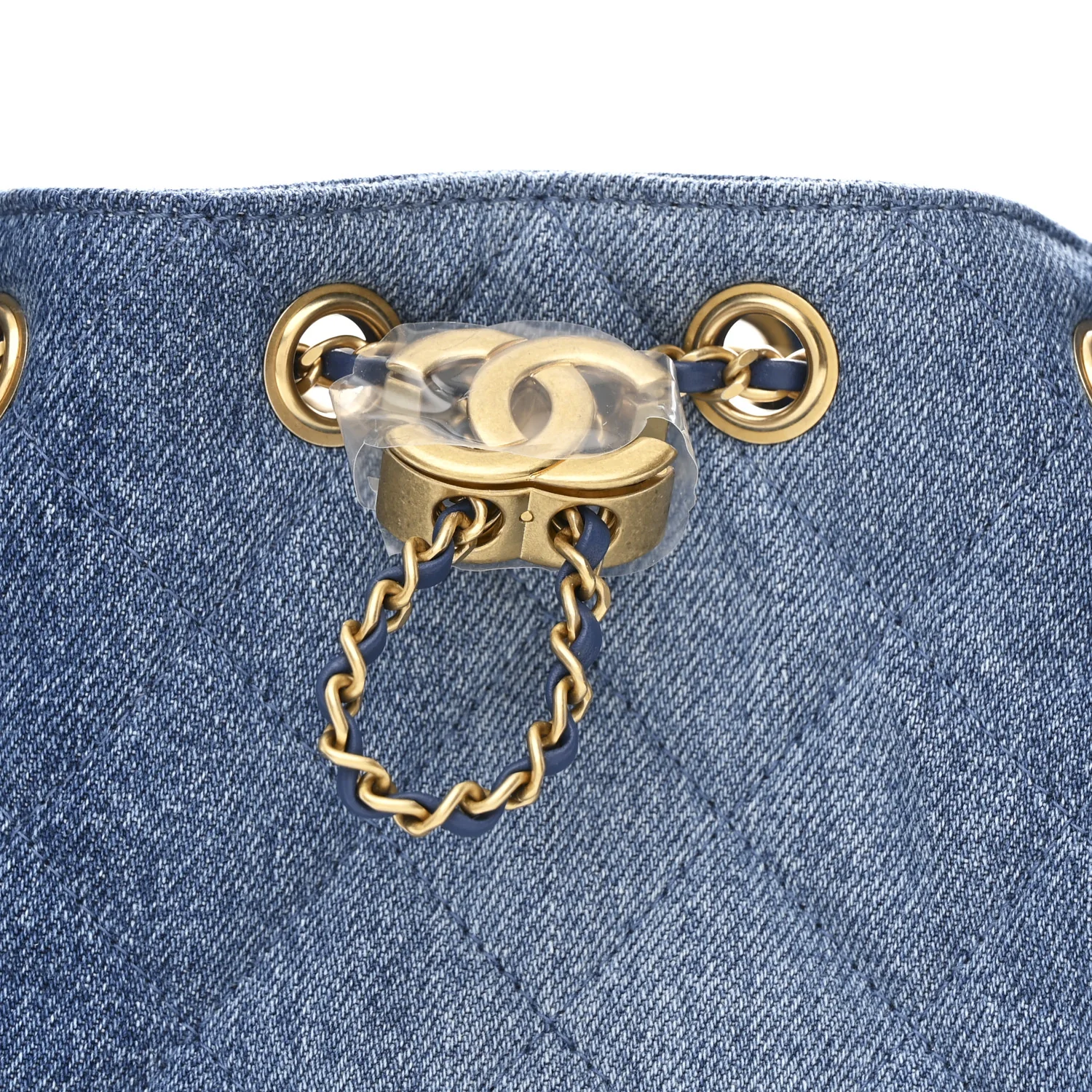 Washed Denim Quilted Mini Chanel 25 Handbag Blue - Image 8