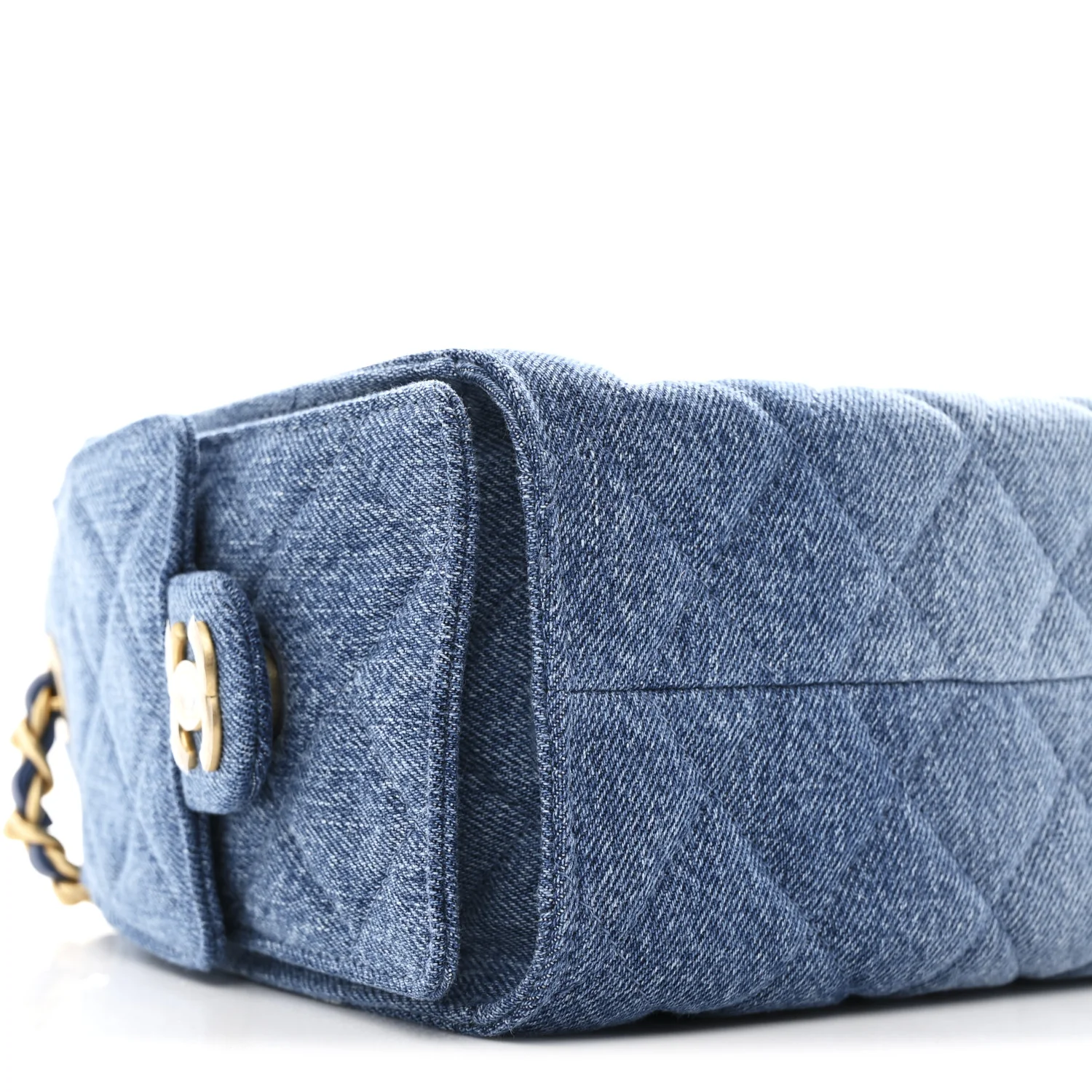 Washed Denim Quilted Mini Chanel 25 Handbag Blue - Image 9