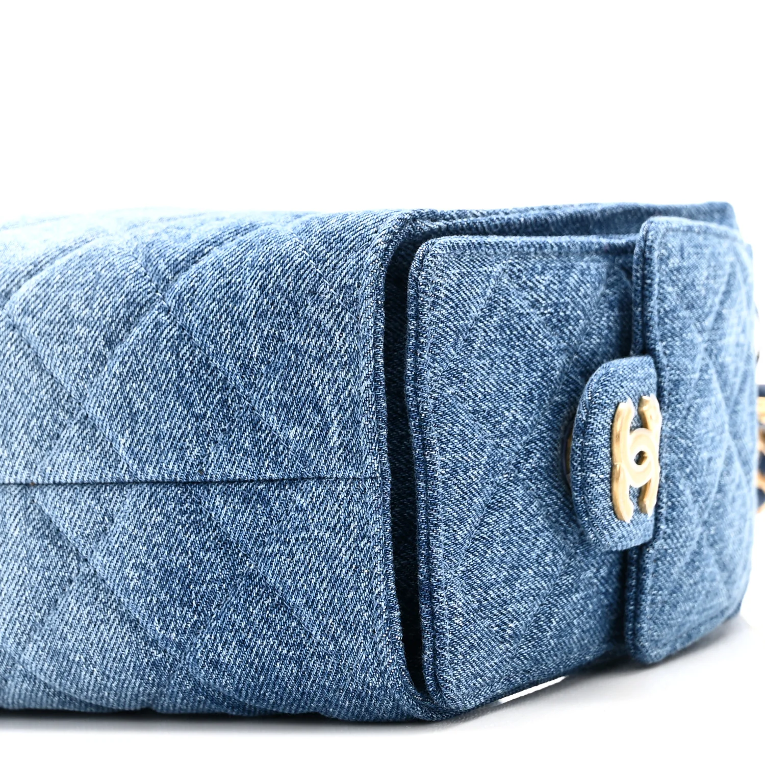 Washed Denim Quilted Mini Chanel 25 Handbag Blue - Image 10
