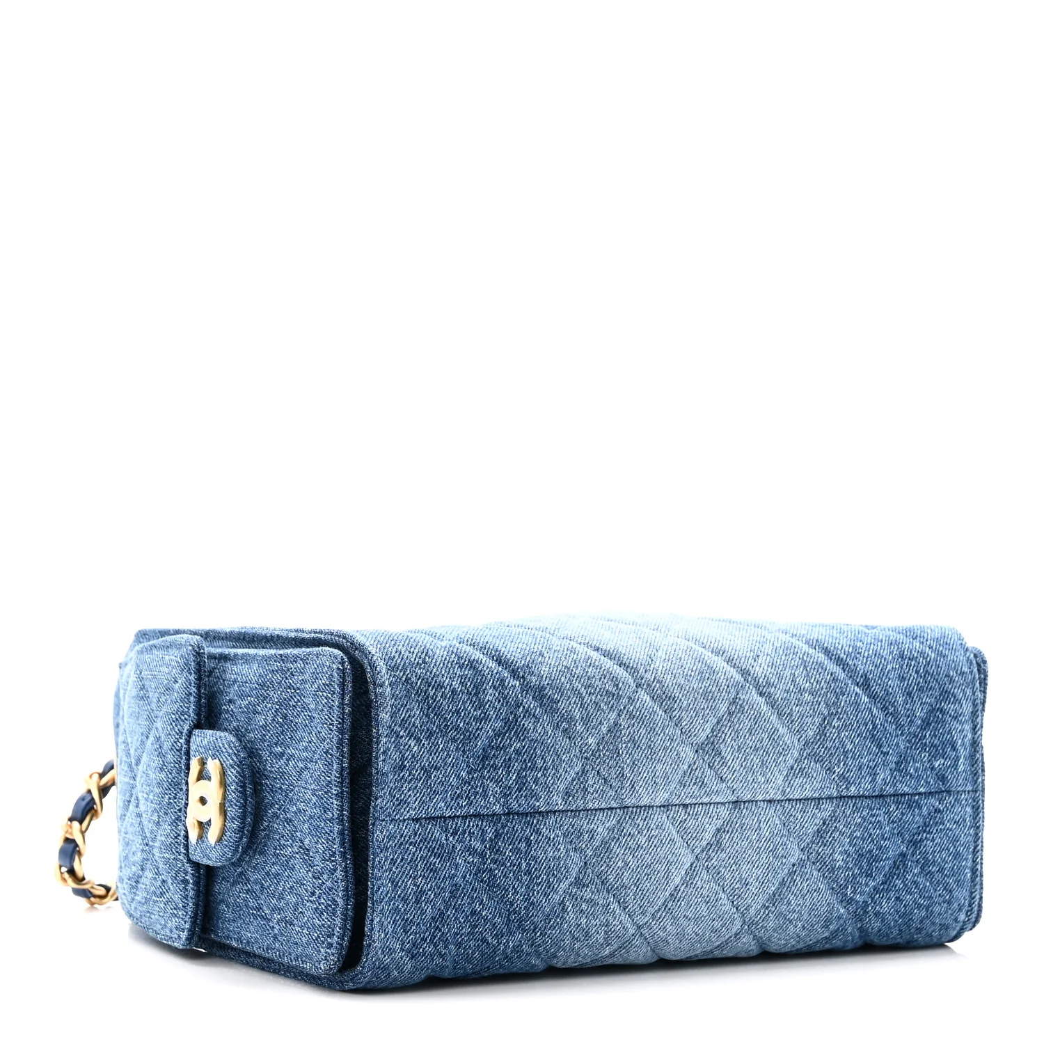 Washed Denim Quilted Mini Chanel 25 Handbag Blue - Image 4