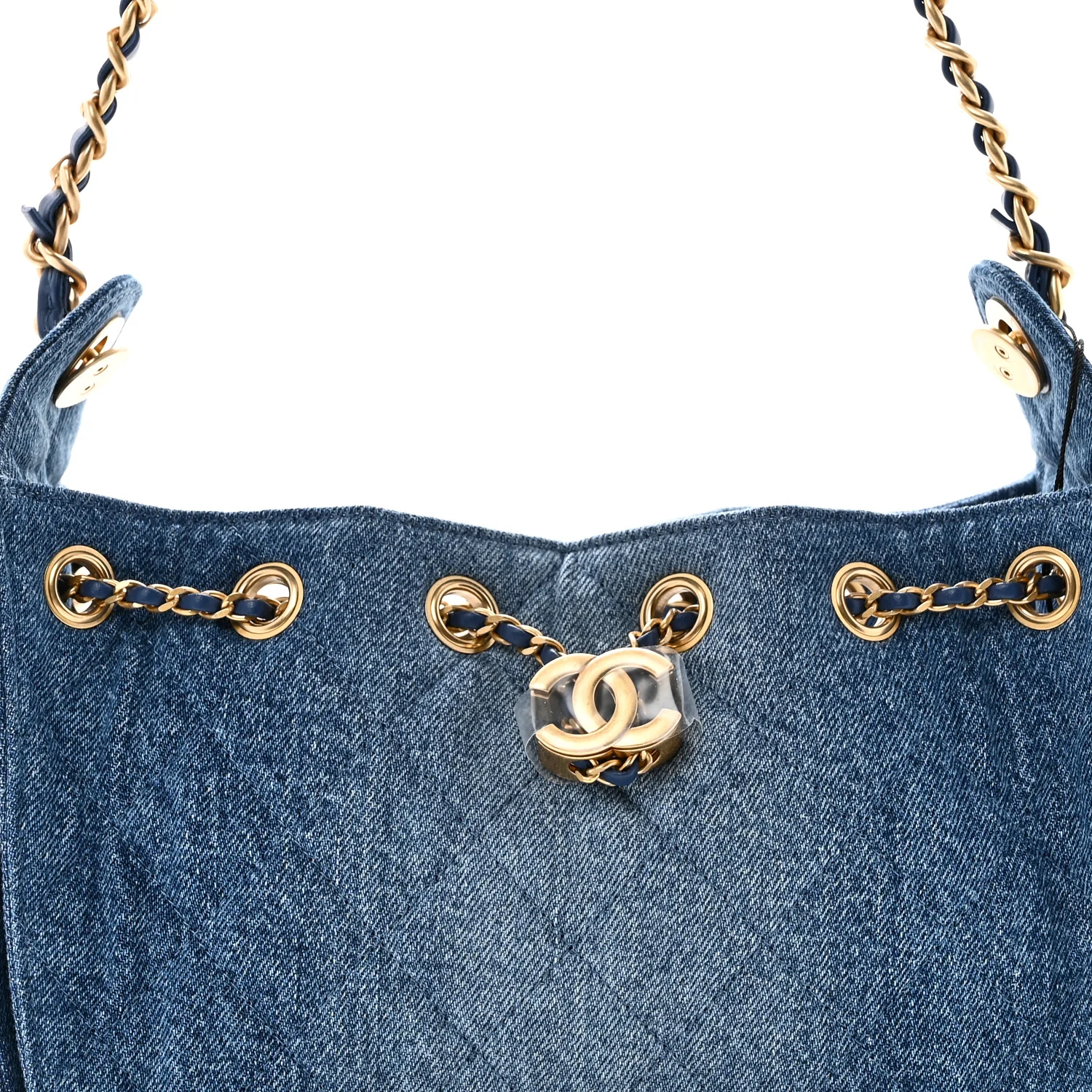 Washed Denim Quilted Mini Chanel 25 Handbag Blue - Image 8
