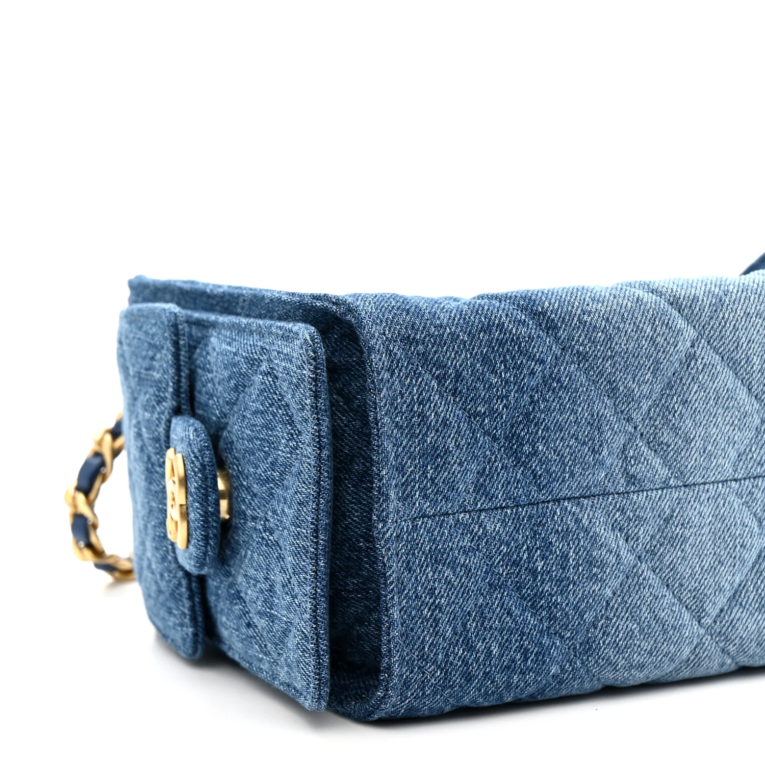 Washed Denim Quilted Mini Chanel 25 Handbag Blue - Image 9