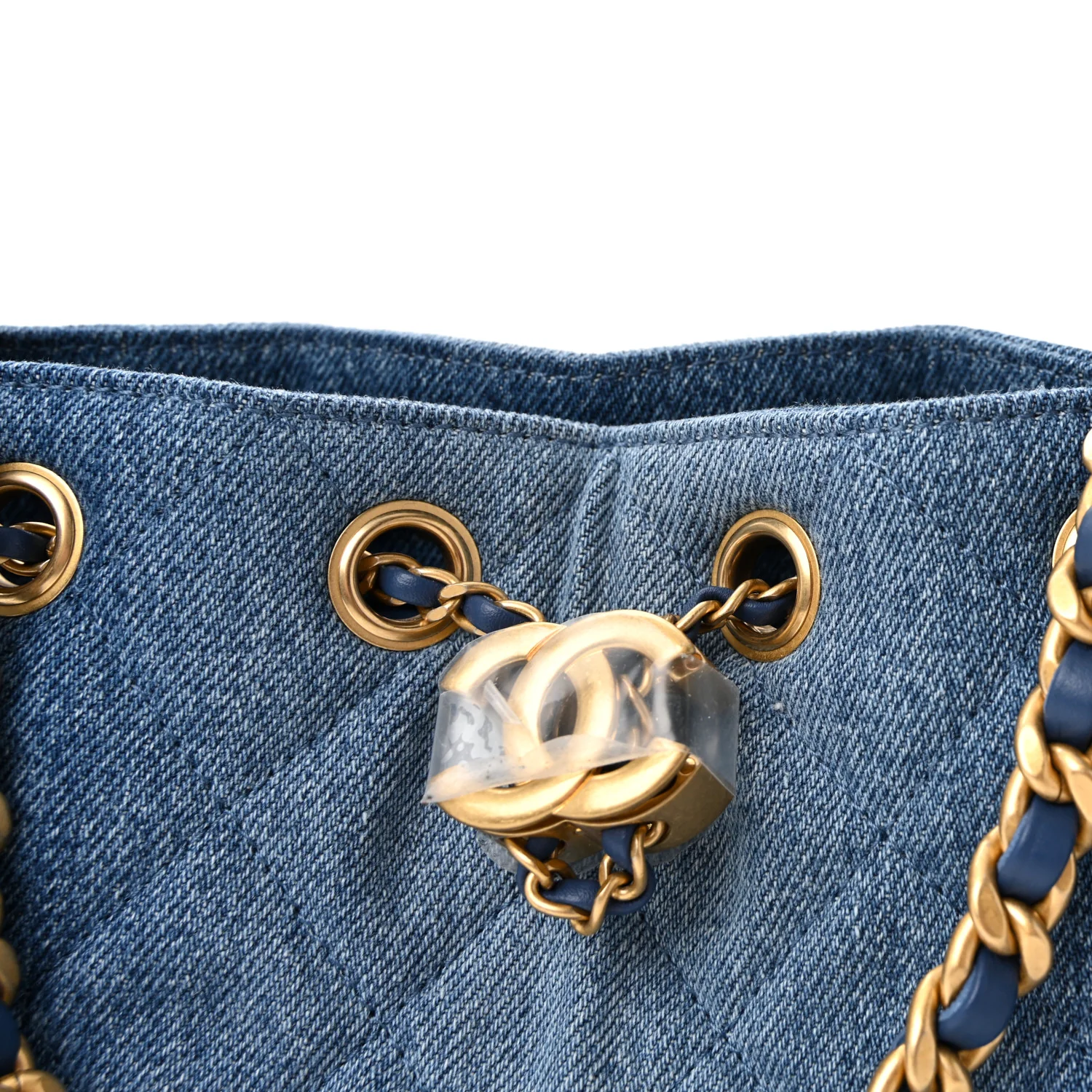 Washed Denim Quilted Mini Chanel 25 Handbag Blue - Image 8