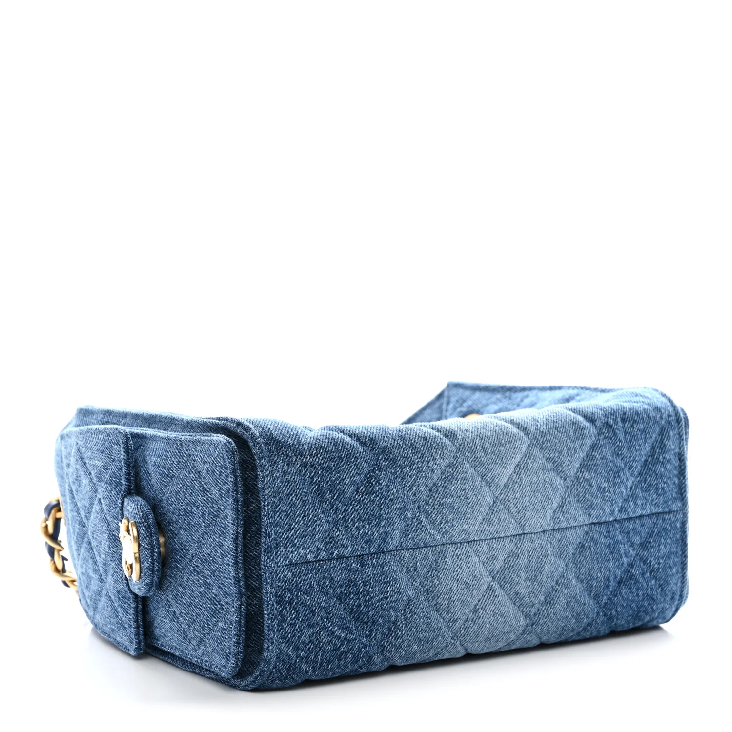 Washed Denim Quilted Mini Chanel 25 Handbag Blue - Image 5