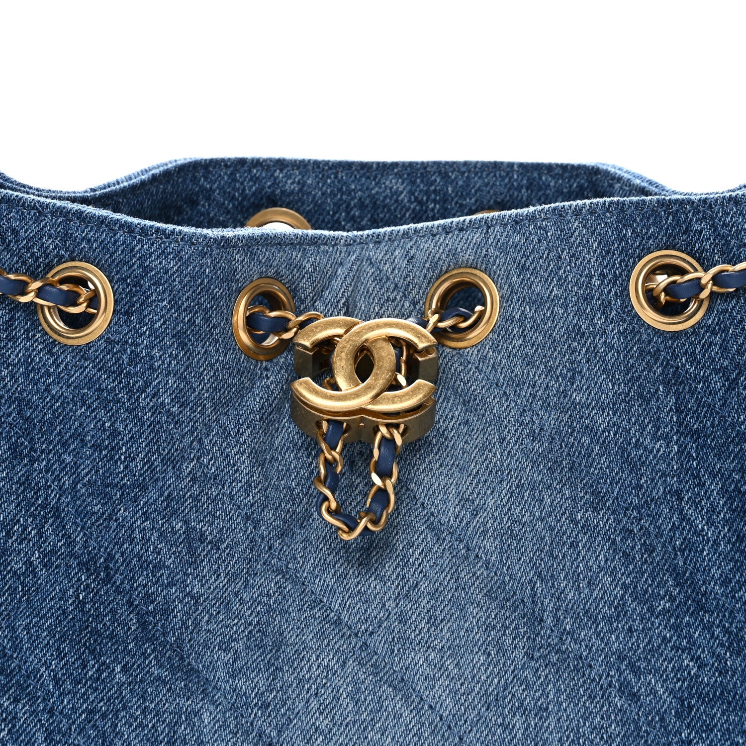 Washed Denim Quilted Mini Chanel 25 Handbag Blue - Image 9