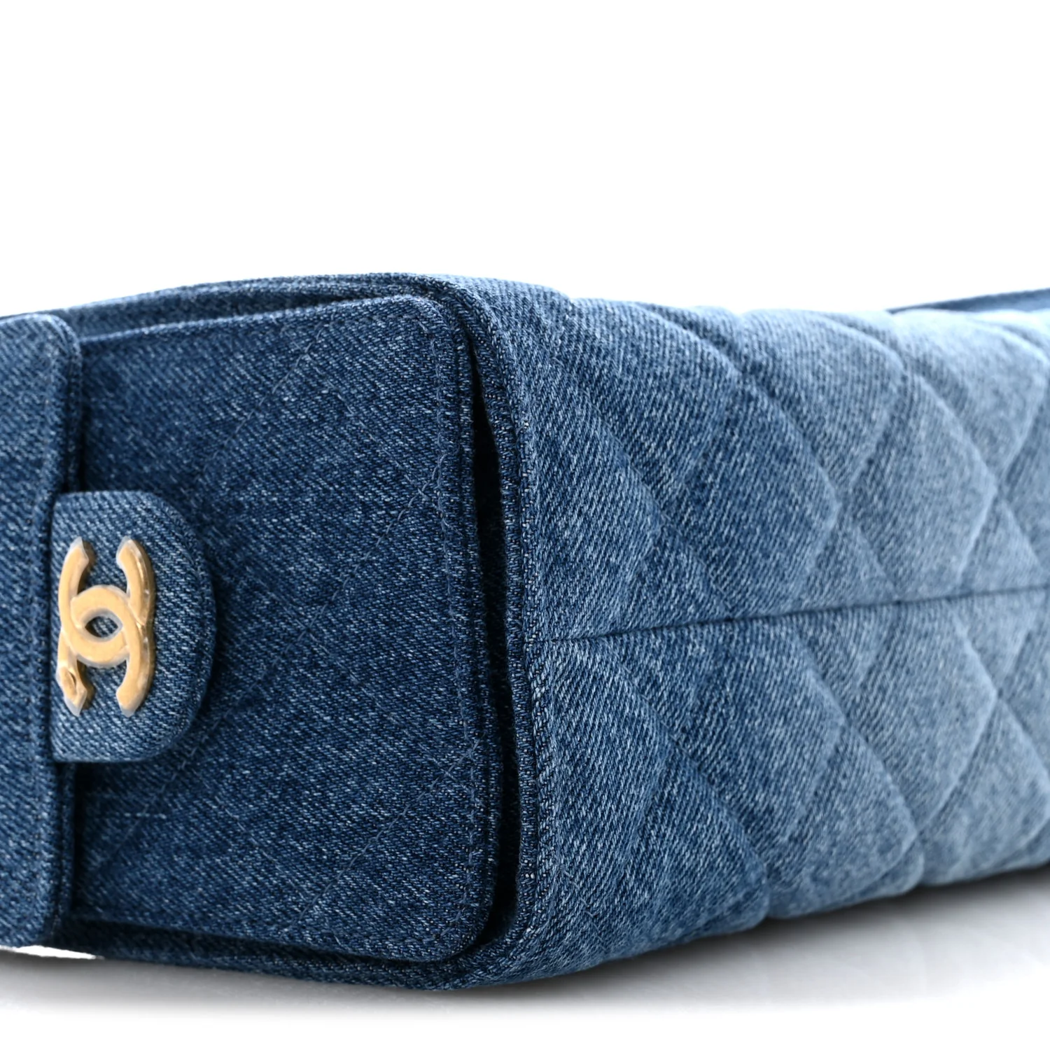 Washed Denim Quilted Mini Chanel 25 Handbag Blue - Image 9