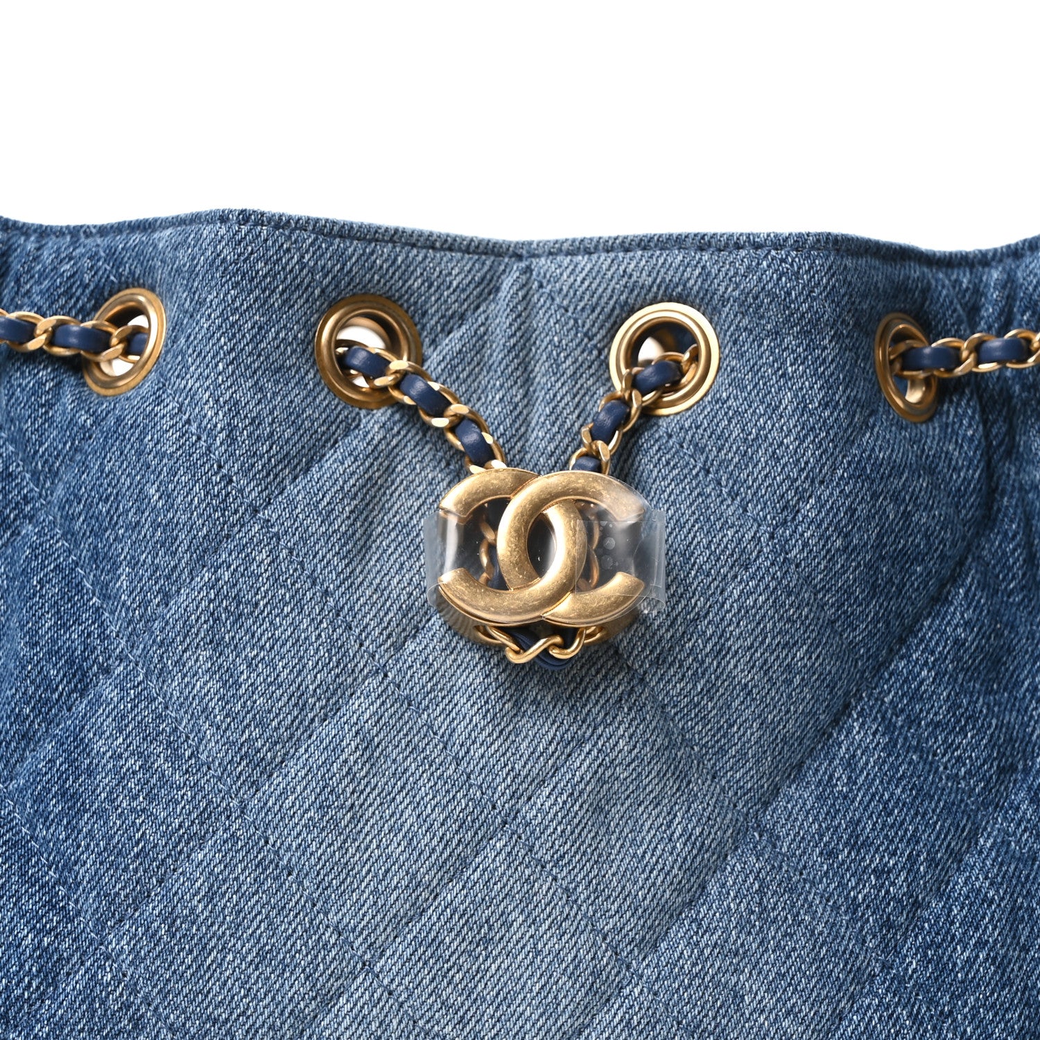 Washed Denim Quilted Mini Chanel 25 Handbag Blue - Image 15