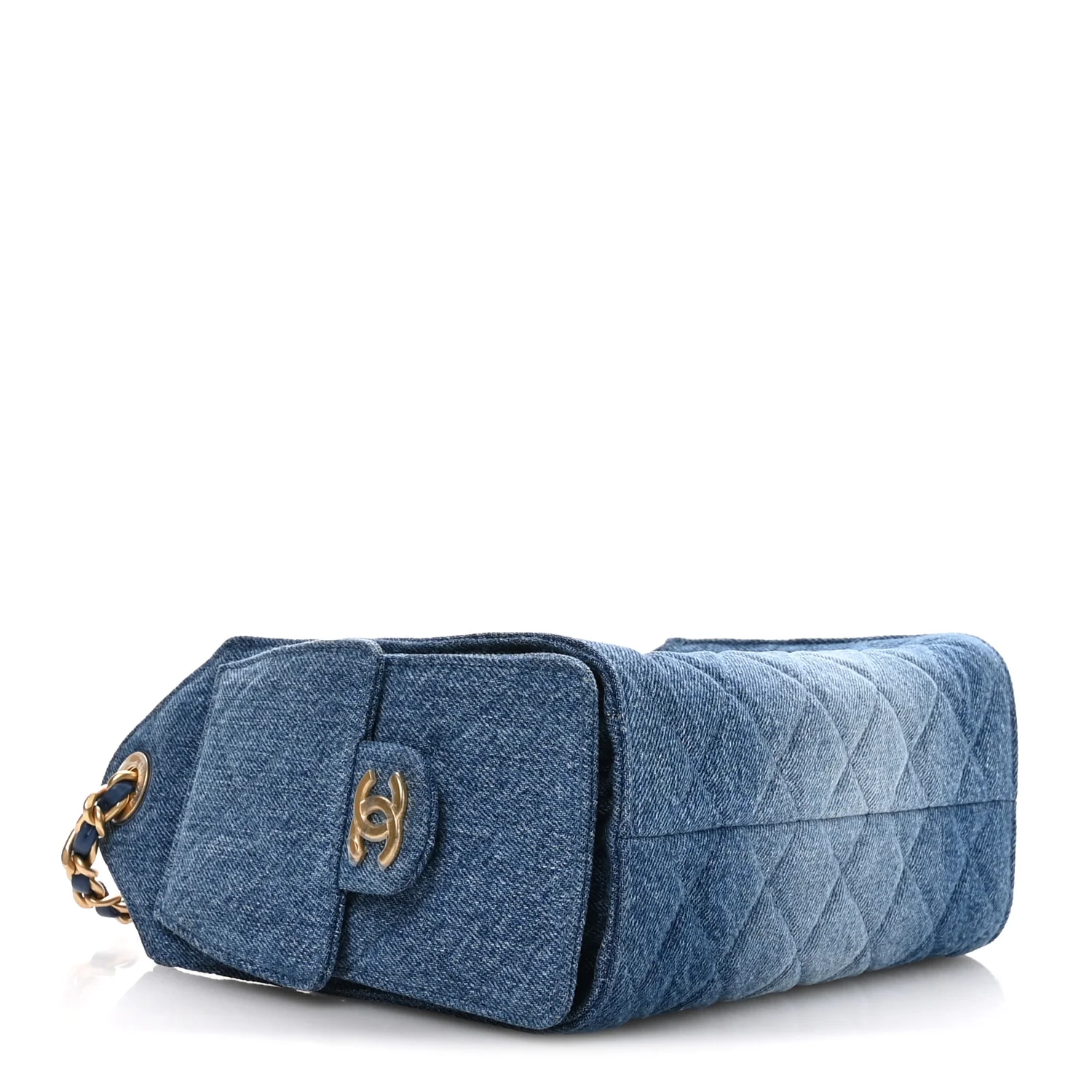 Washed Denim Quilted Mini Chanel 25 Handbag Blue - Image 4