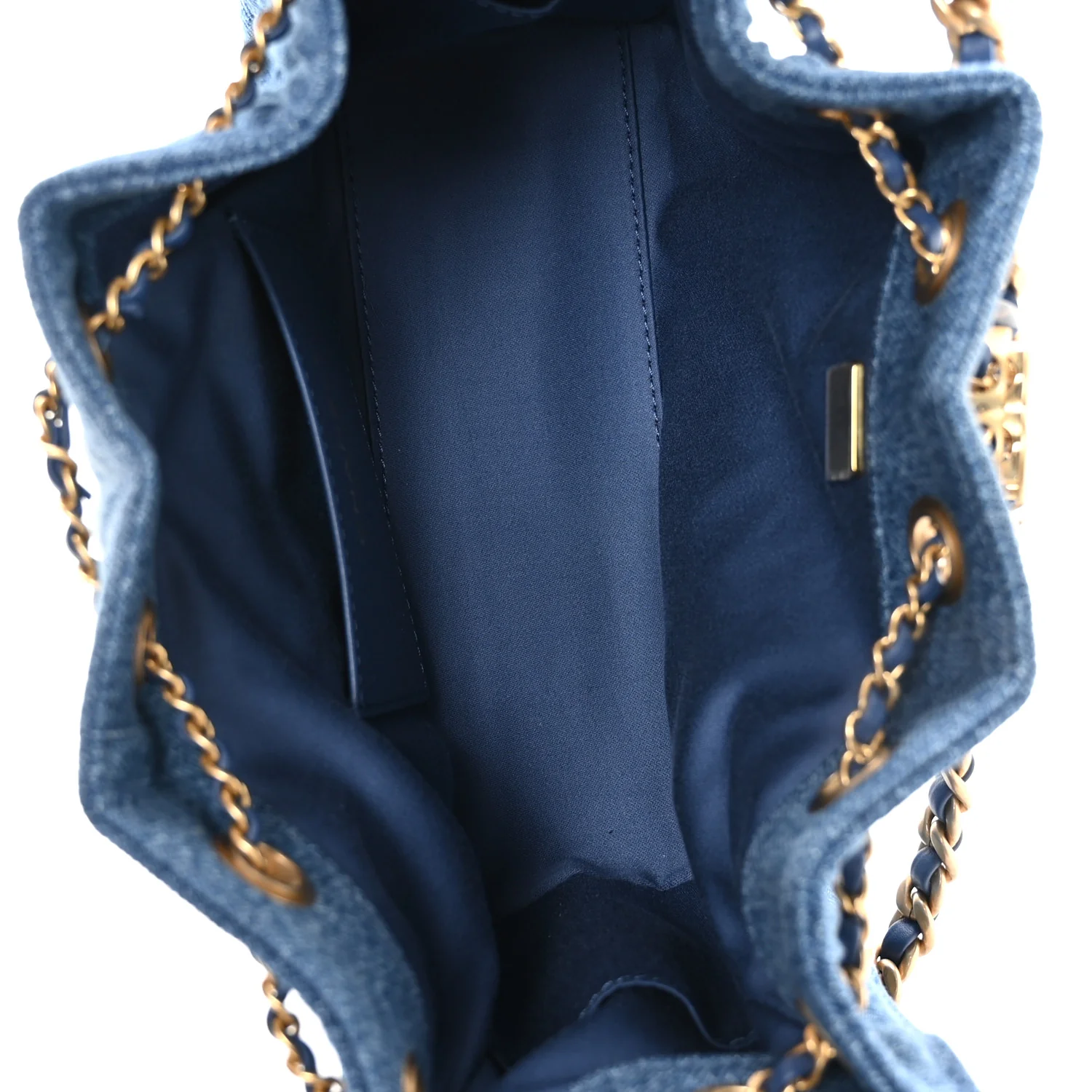 Washed Denim Quilted Mini Chanel 25 Handbag Blue - Image 5