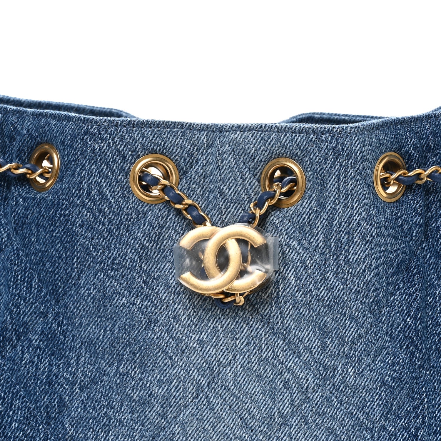 Washed Denim Quilted Mini Chanel 25 Handbag Blue - Image 8