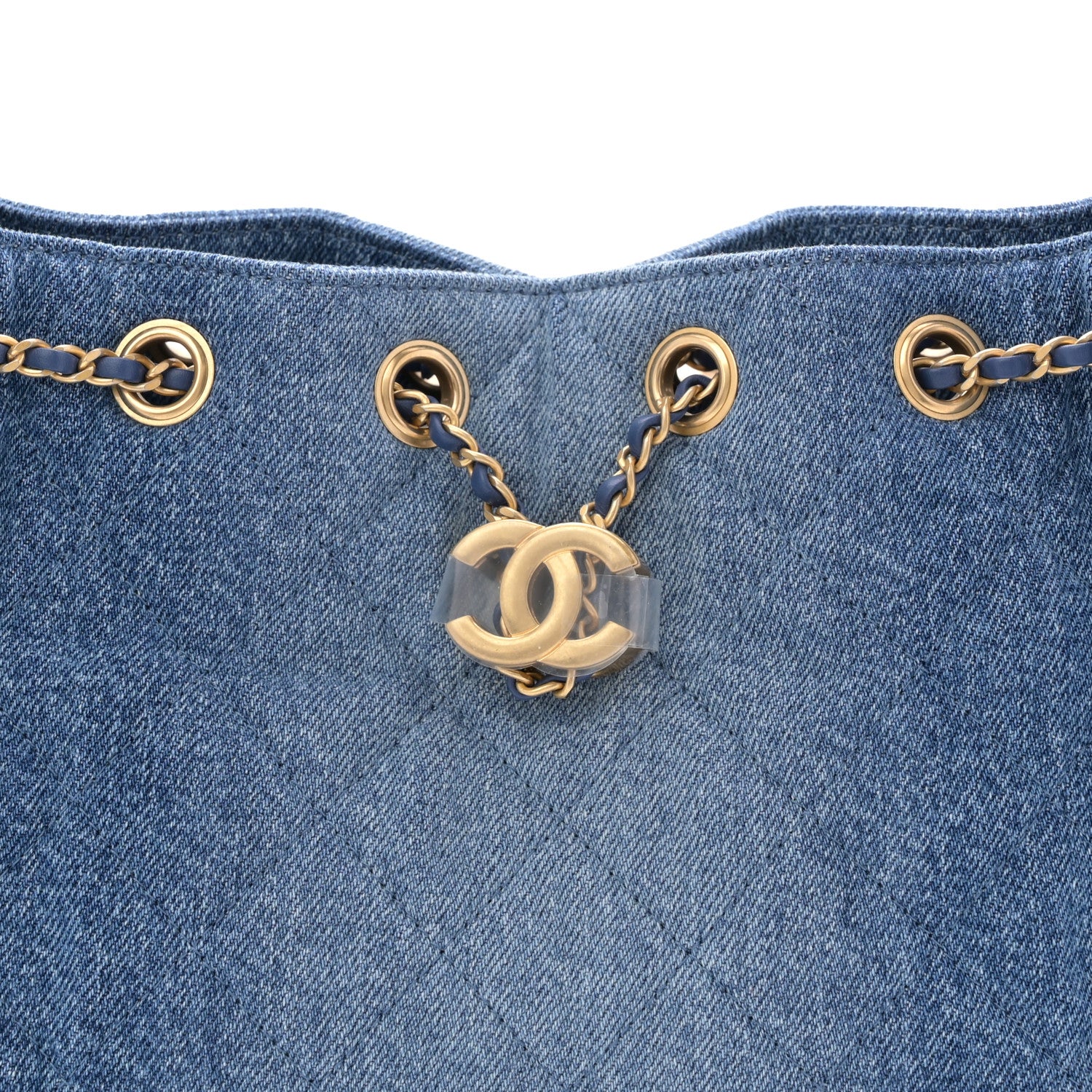 Washed Denim Quilted Mini Chanel 25 Handbag Blue - Image 9