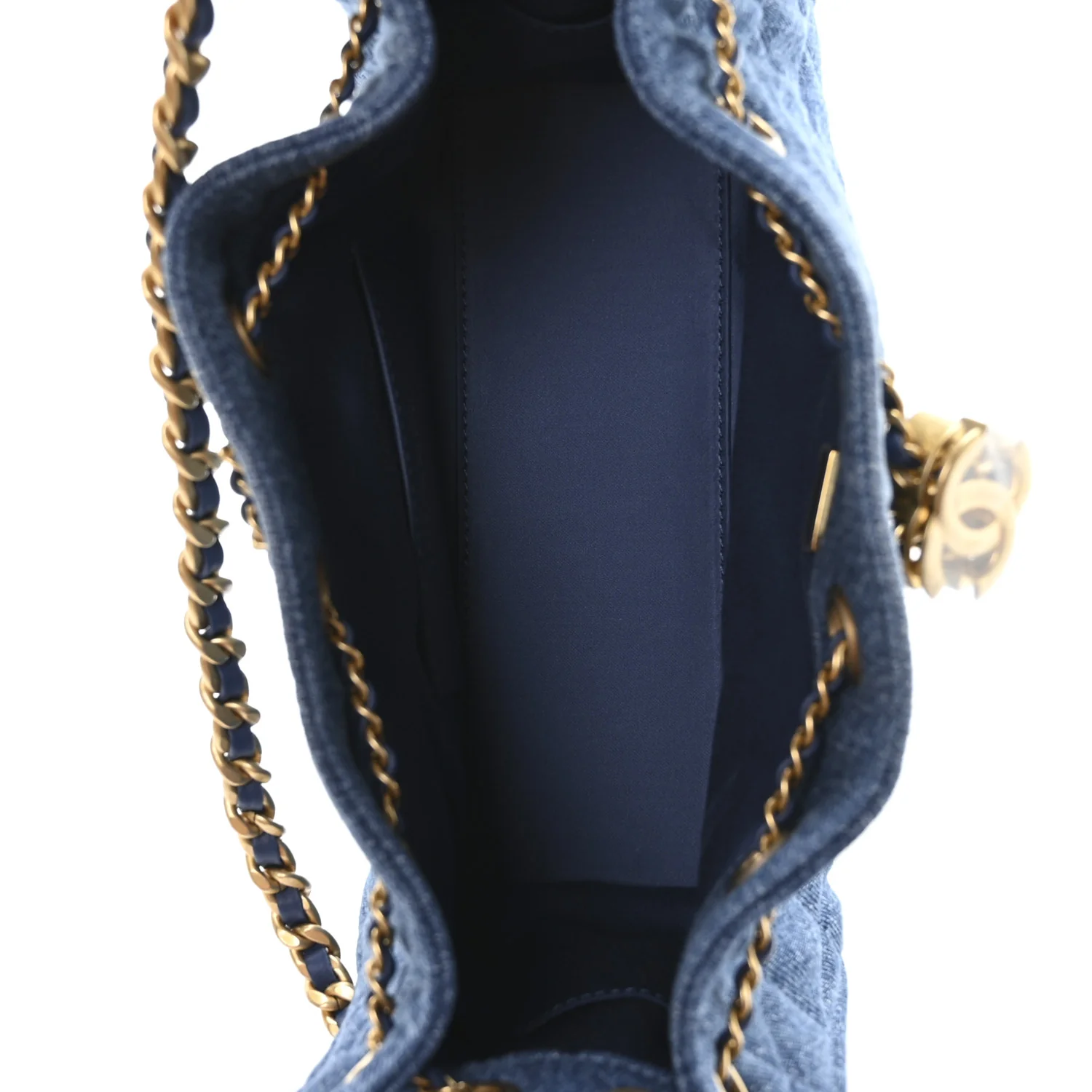 Washed Denim Quilted Mini Chanel 25 Handbag Blue - Image 10