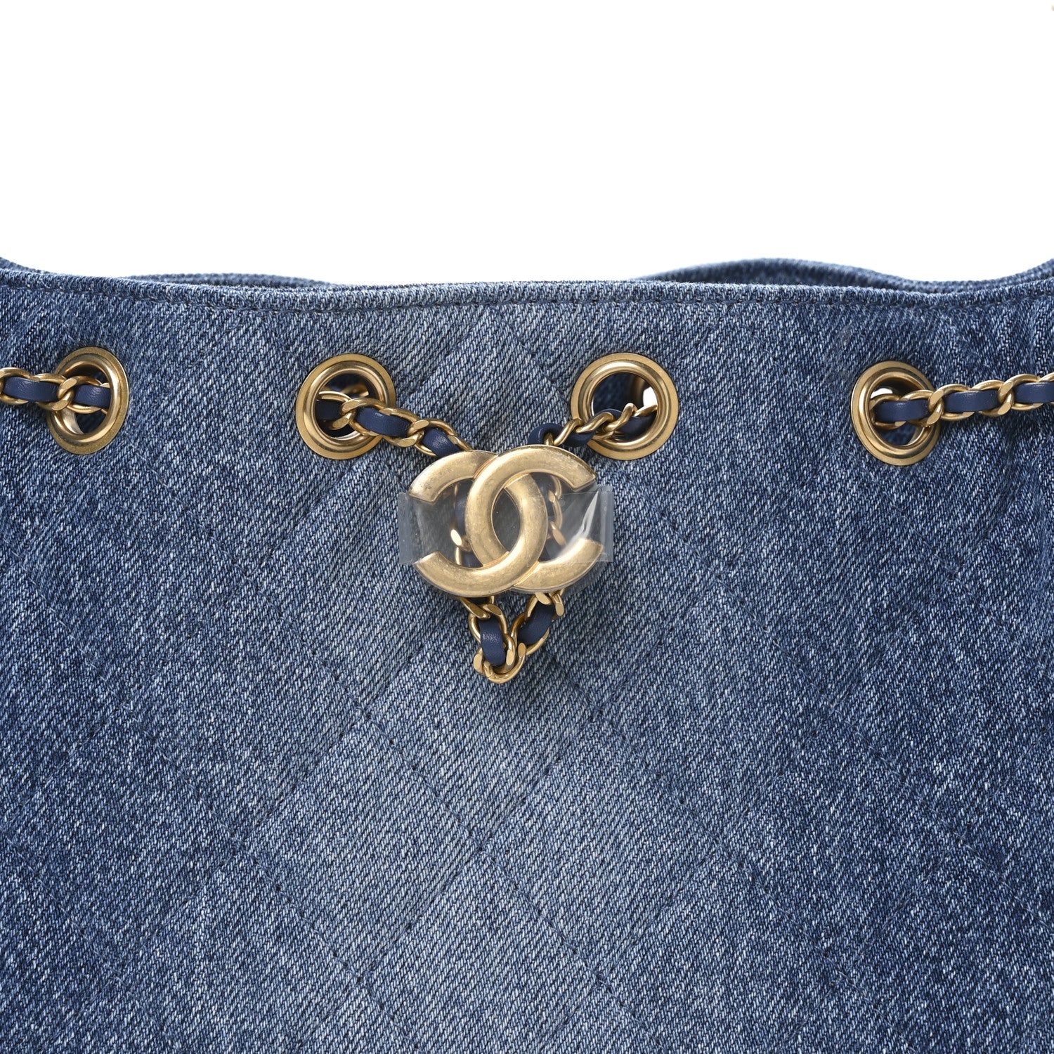 Washed Denim Quilted Mini Chanel 25 Handbag Blue - Image 16