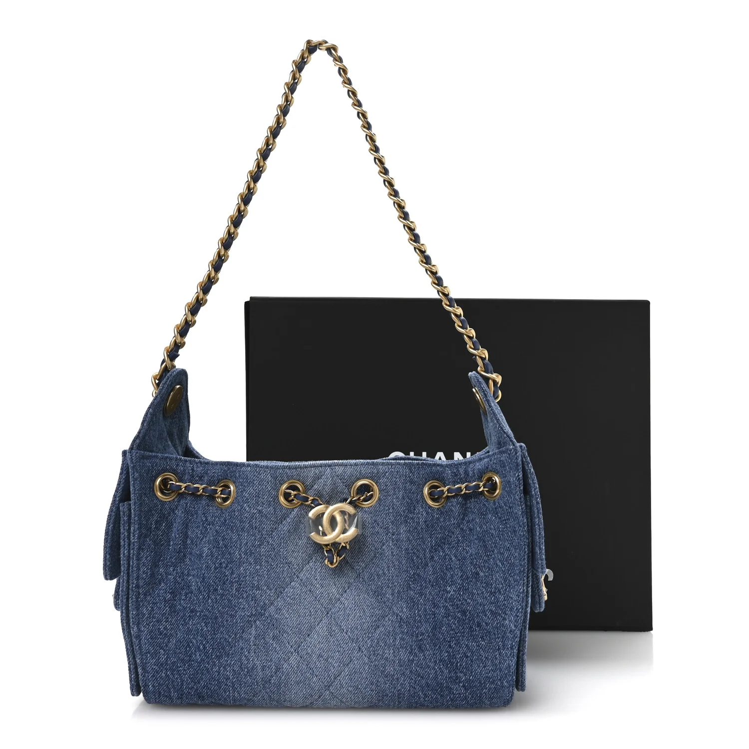Washed Denim Quilted Mini Chanel 25 Handbag Blue - Image 21
