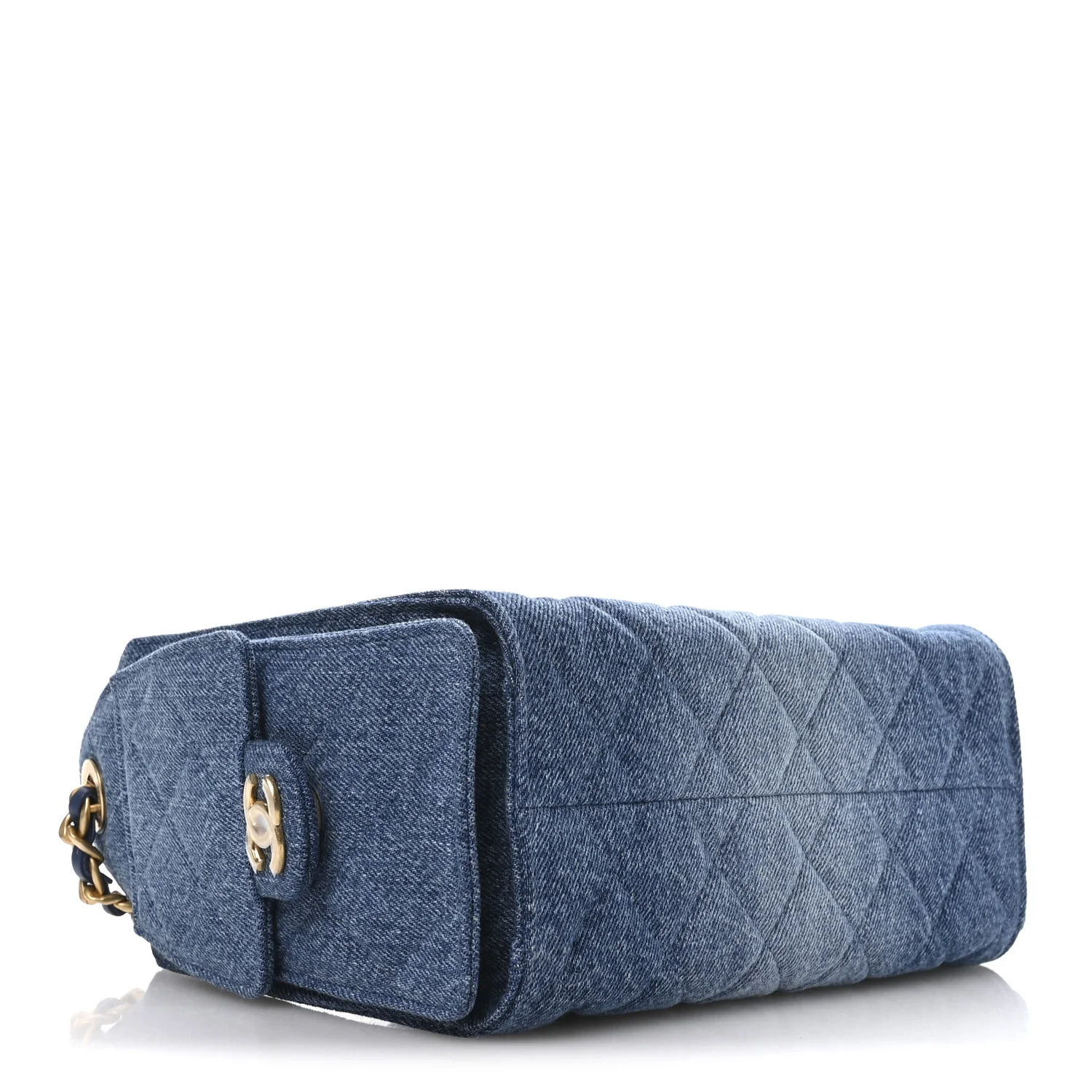 Washed Denim Quilted Mini Chanel 25 Handbag Blue - Image 6