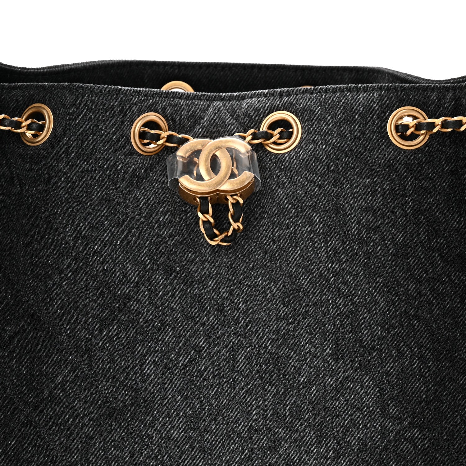 Washed Denim Quilted Small Chanel 25 Handbag Black - Image 15
